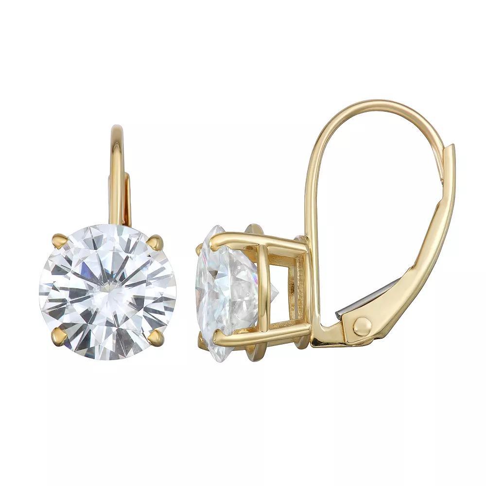 Charles & Colvard 14k Gold 3 Carat T.W. Lab-Created Moissanite Leverback Earrings, Women's, Yellow Product Image