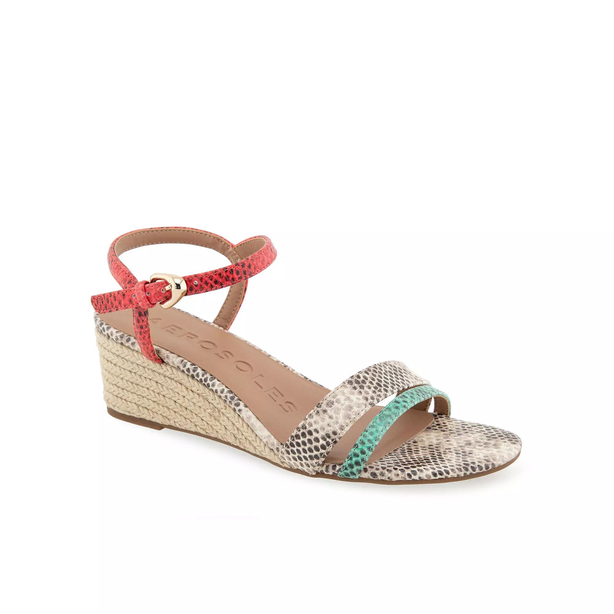 Aerosoles Witt Women's Wedge Sandals, Size: 9.5 Wide, Mint Pink Snake Product Image
