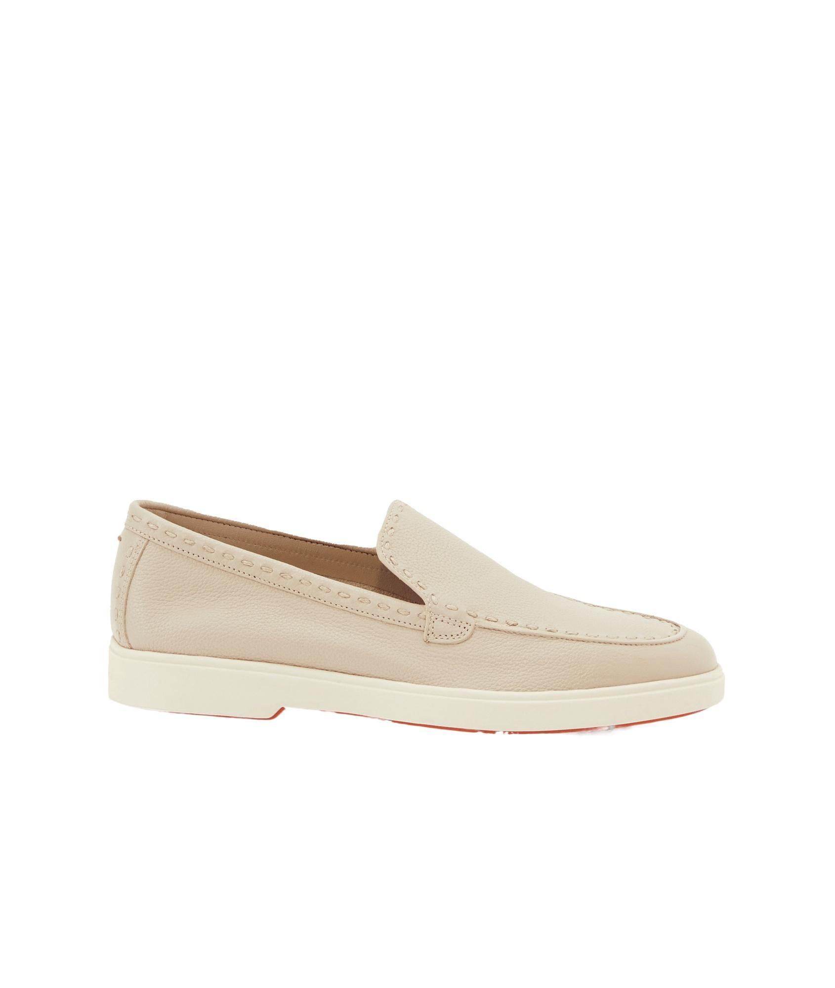 SANTONI Round Head Loafer Shoes In Nude Product Image