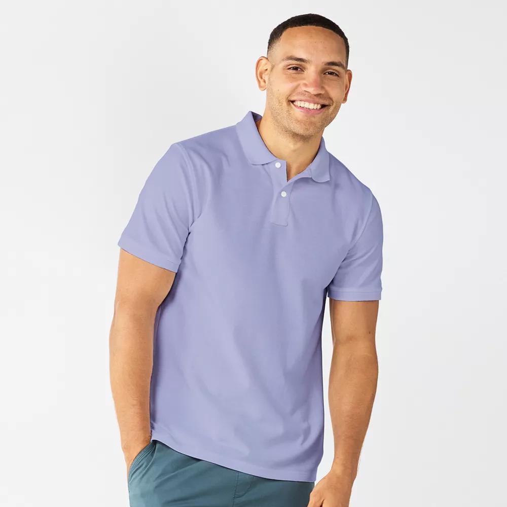 Men's Sonoma Goods For Life® Short Sleeve Pique Polo, Size: Small, Scott Blue Product Image