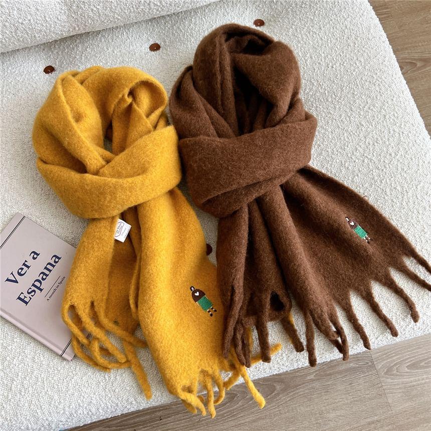 Embroidered Fringed Scarf Product Image