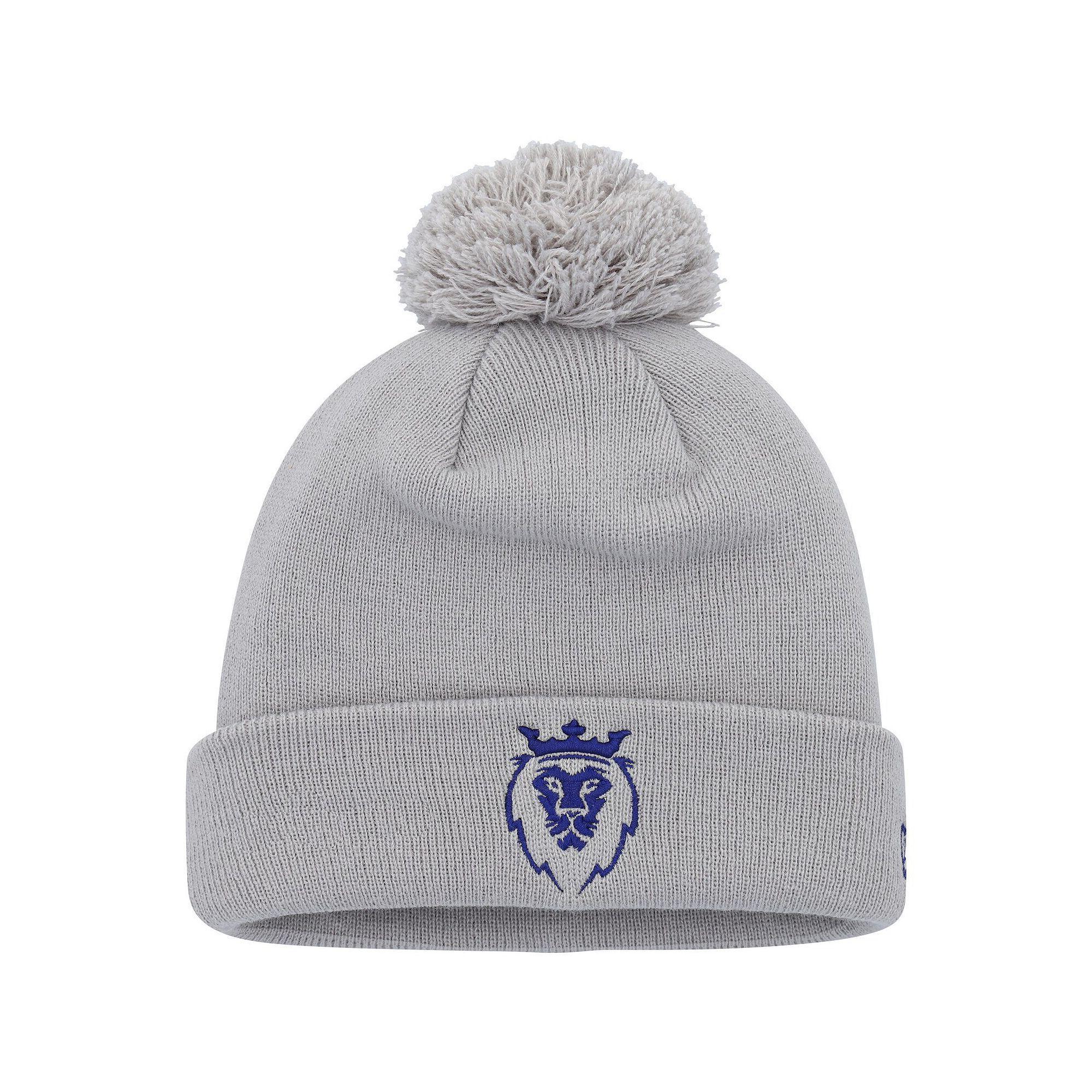 Mens New Era Gray Real Salt Lake Jersey Hook Cuffed Knit Hat with Pom Product Image