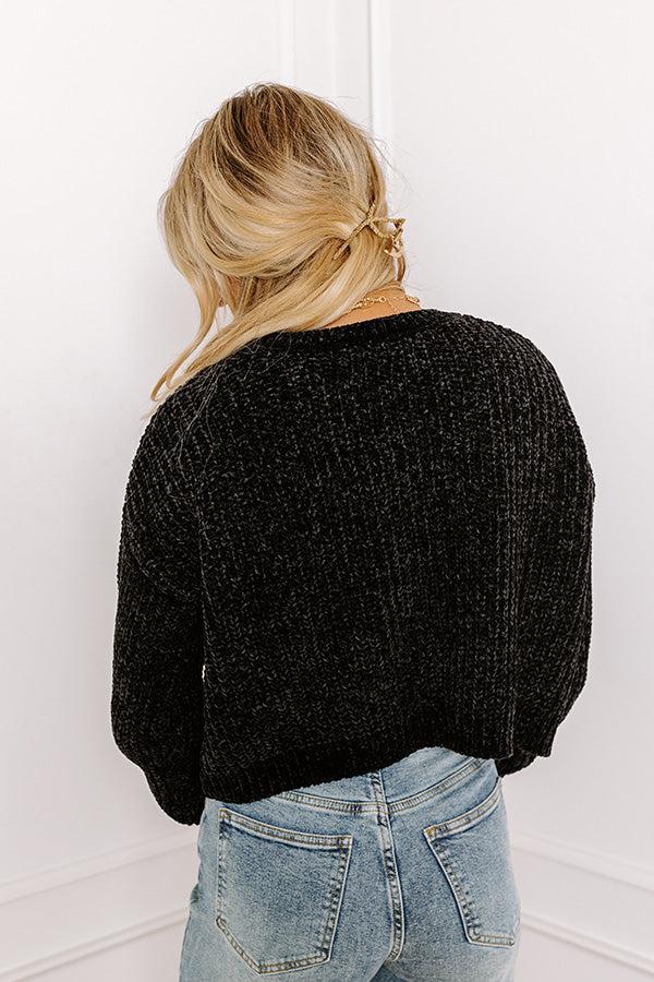 Fall Sentiments Chenille Sweater In Black Product Image