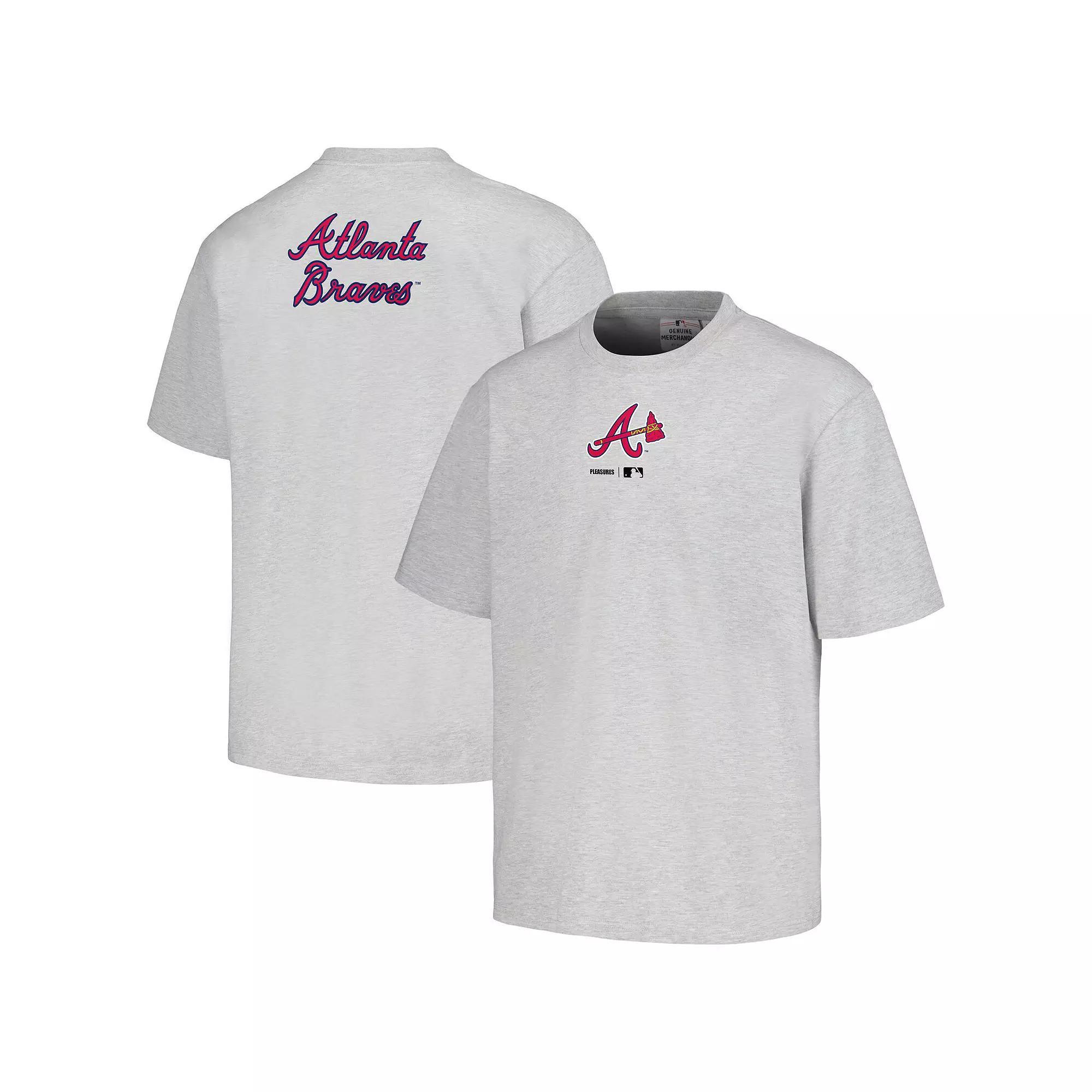 Men's PLEASURES  Gray Atlanta Braves Mascot T-Shirt, Size: Small, Grey Product Image