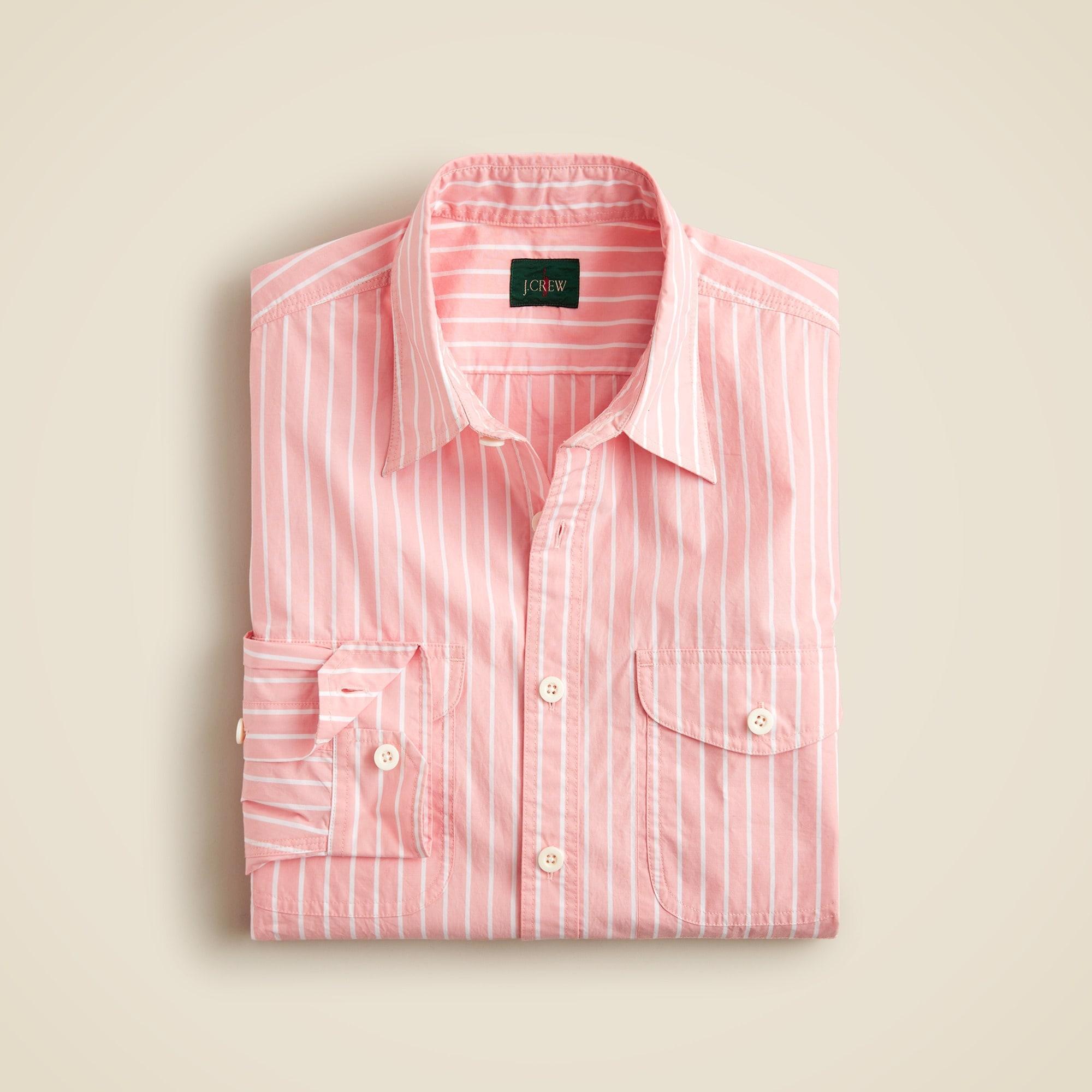 Lightweight cotton two-pocket workshirt in stripe Product Image
