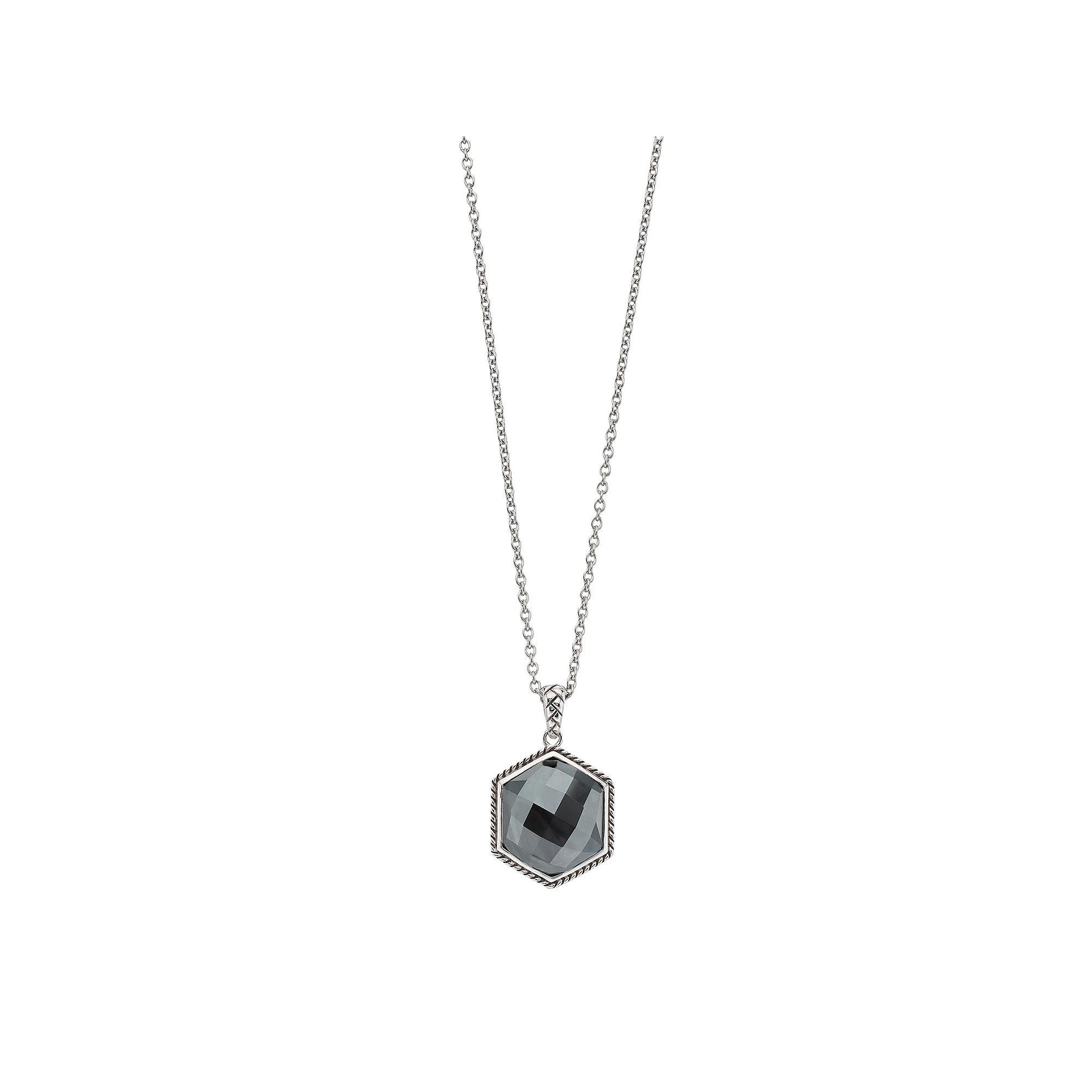 SIRI USA by TJM Sterling Silver Hematite Hexagon Pendant Necklace, Women's, Size: 18" Product Image