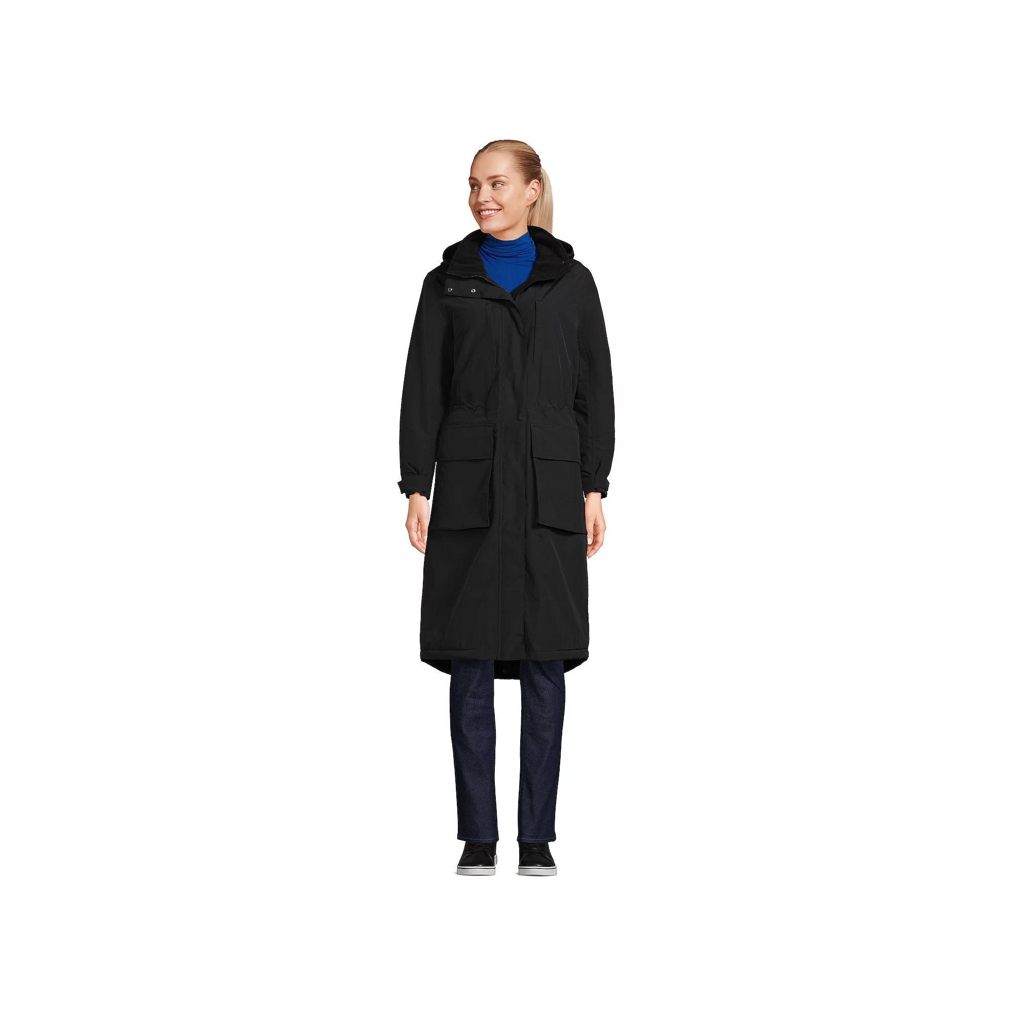 Women's Lands' End Squall Waterproof Insulated Winter Stadium Maxi Coat, Size: Medium, Black Product Image
