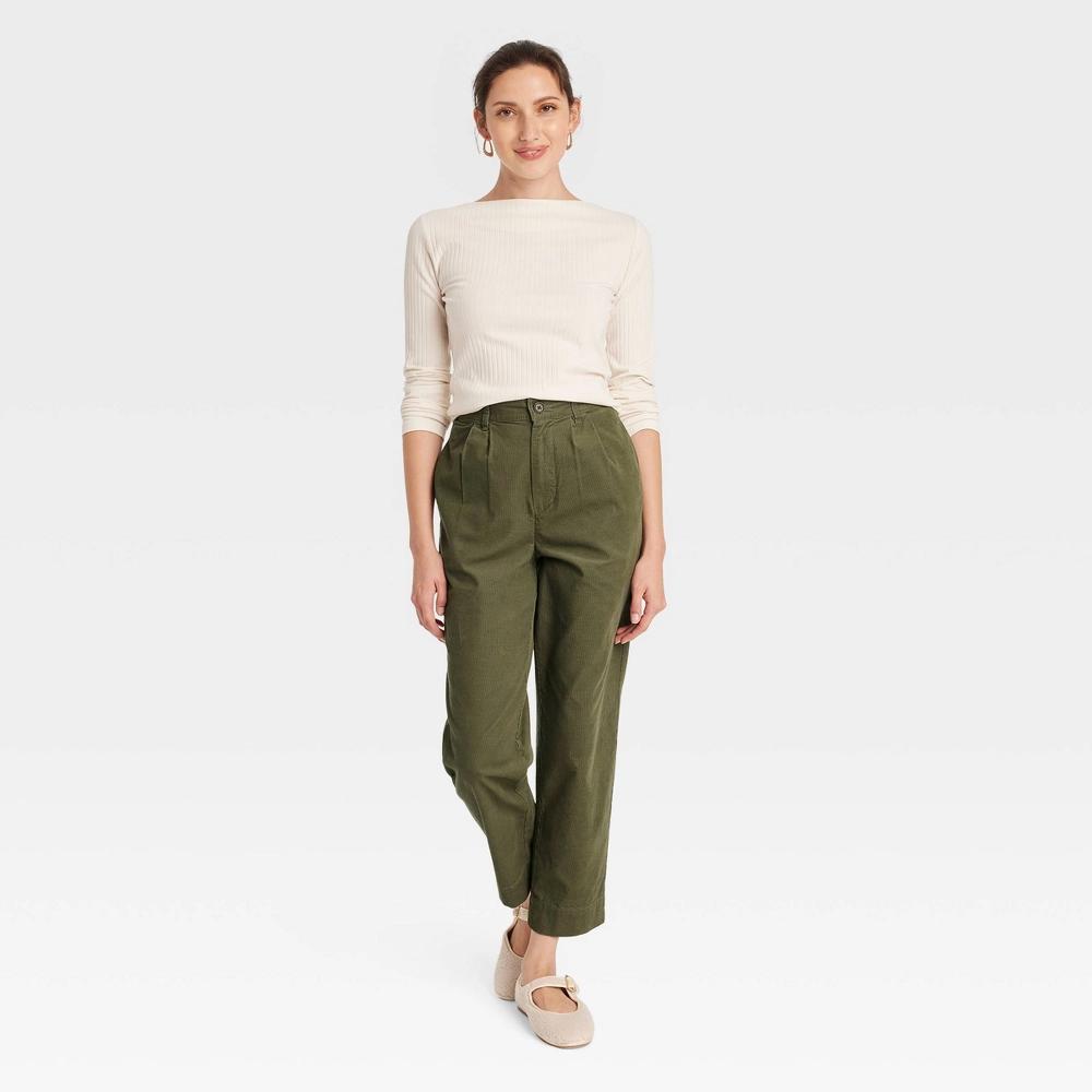 Womens High-Rise Corduroy Chino Pants - Universal Thread Olive 16 Product Image