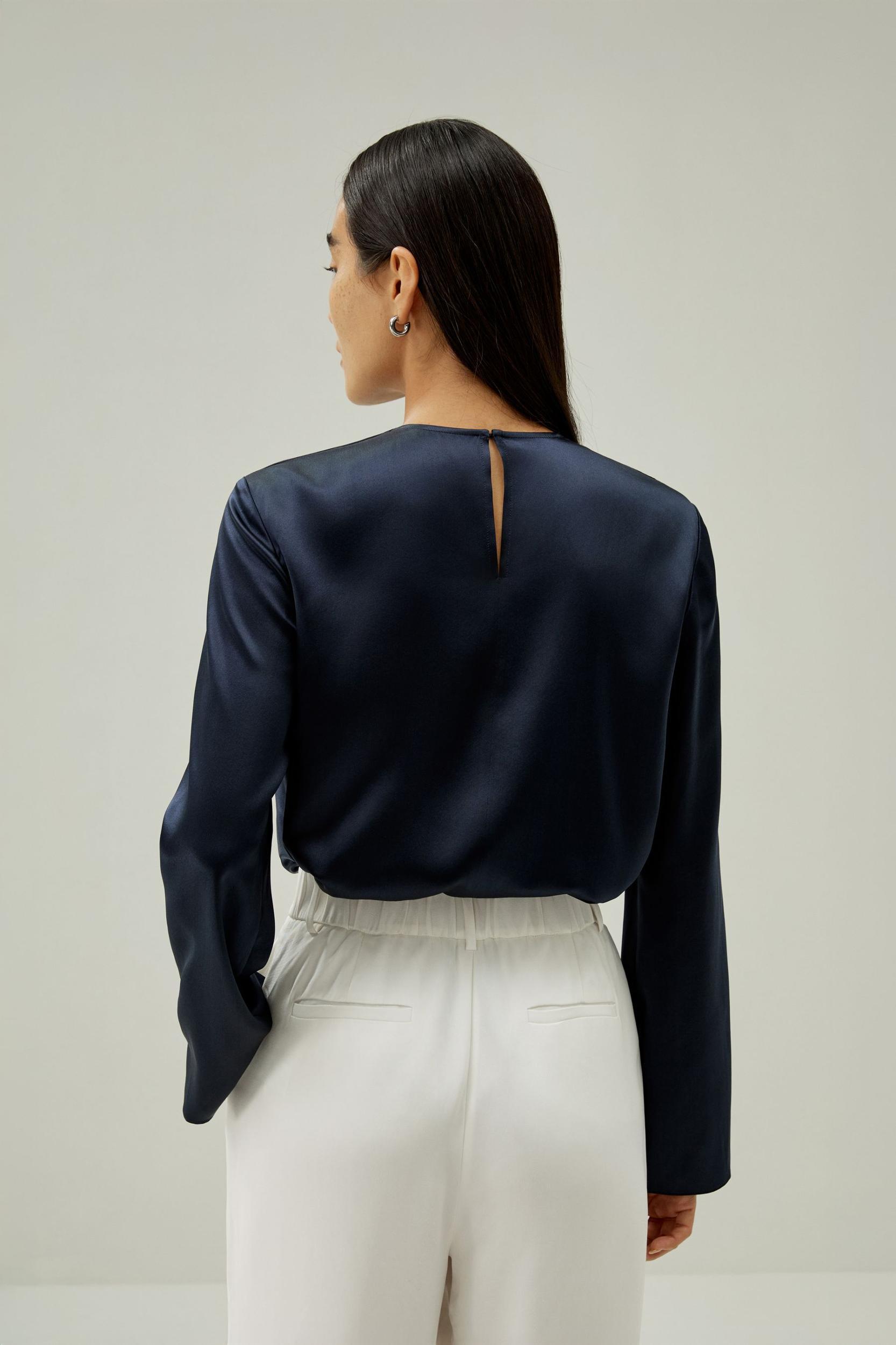 Silk Ruched-Neck Top Product Image