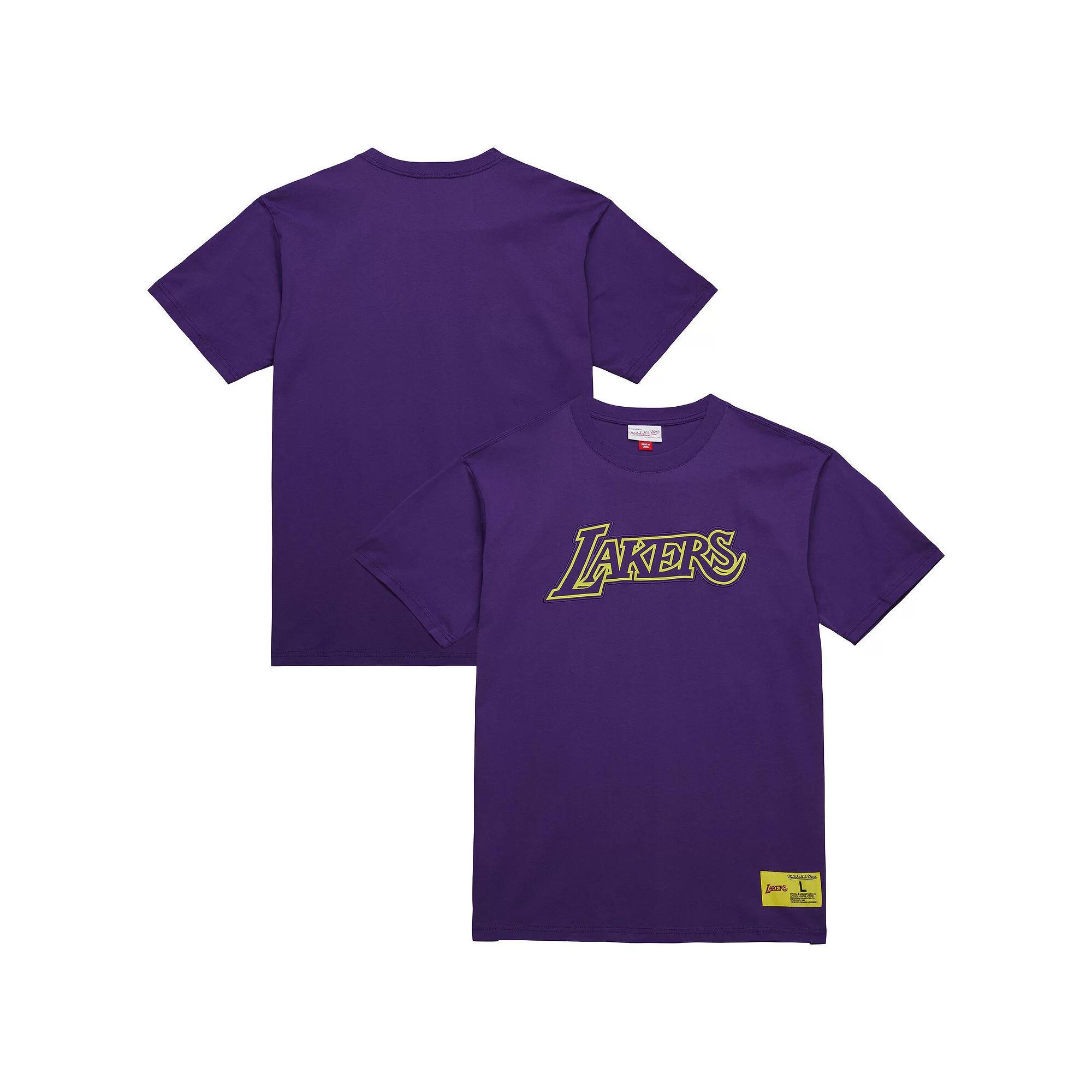 Men's Mitchell & Ness Purple Los Angeles Lakers Hardwood Classics Neon Nights Premium T-Shirt, Size: 2XL Product Image
