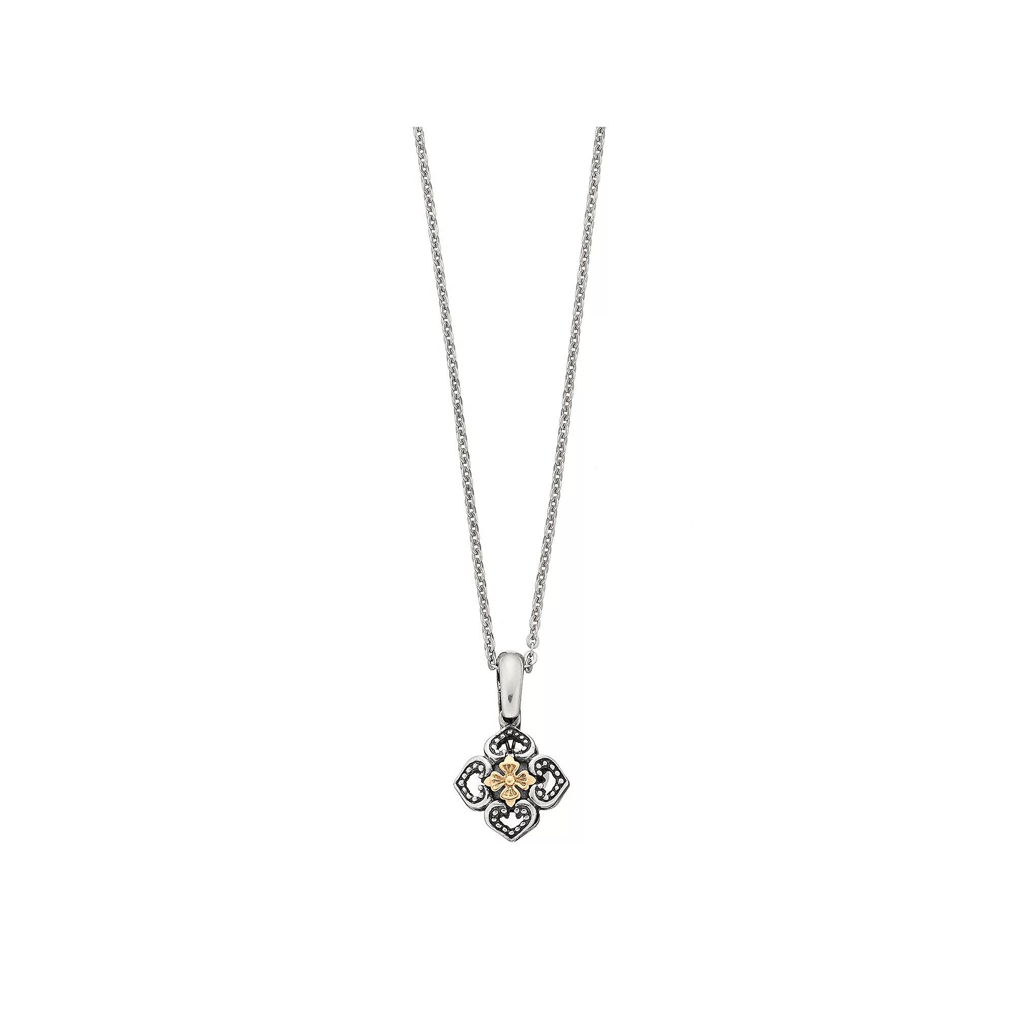 Sterling Silver & 14k Gold Over Silver Flower Pendant Necklace, Women's, Size: 18", Two Tone Product Image