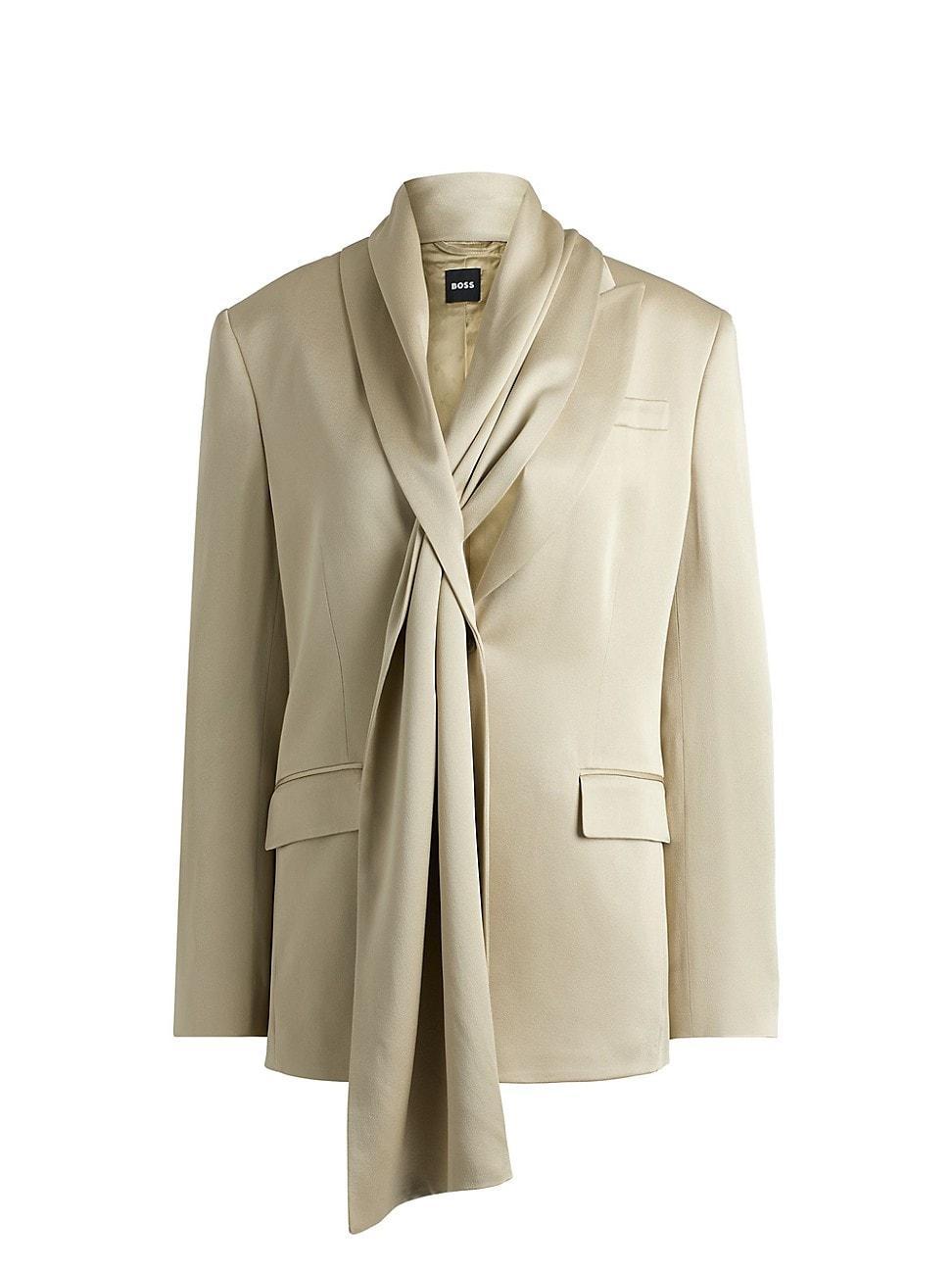 Womens Regular-Fit Jacket in Shiny Fabric with Shawl Detail Product Image