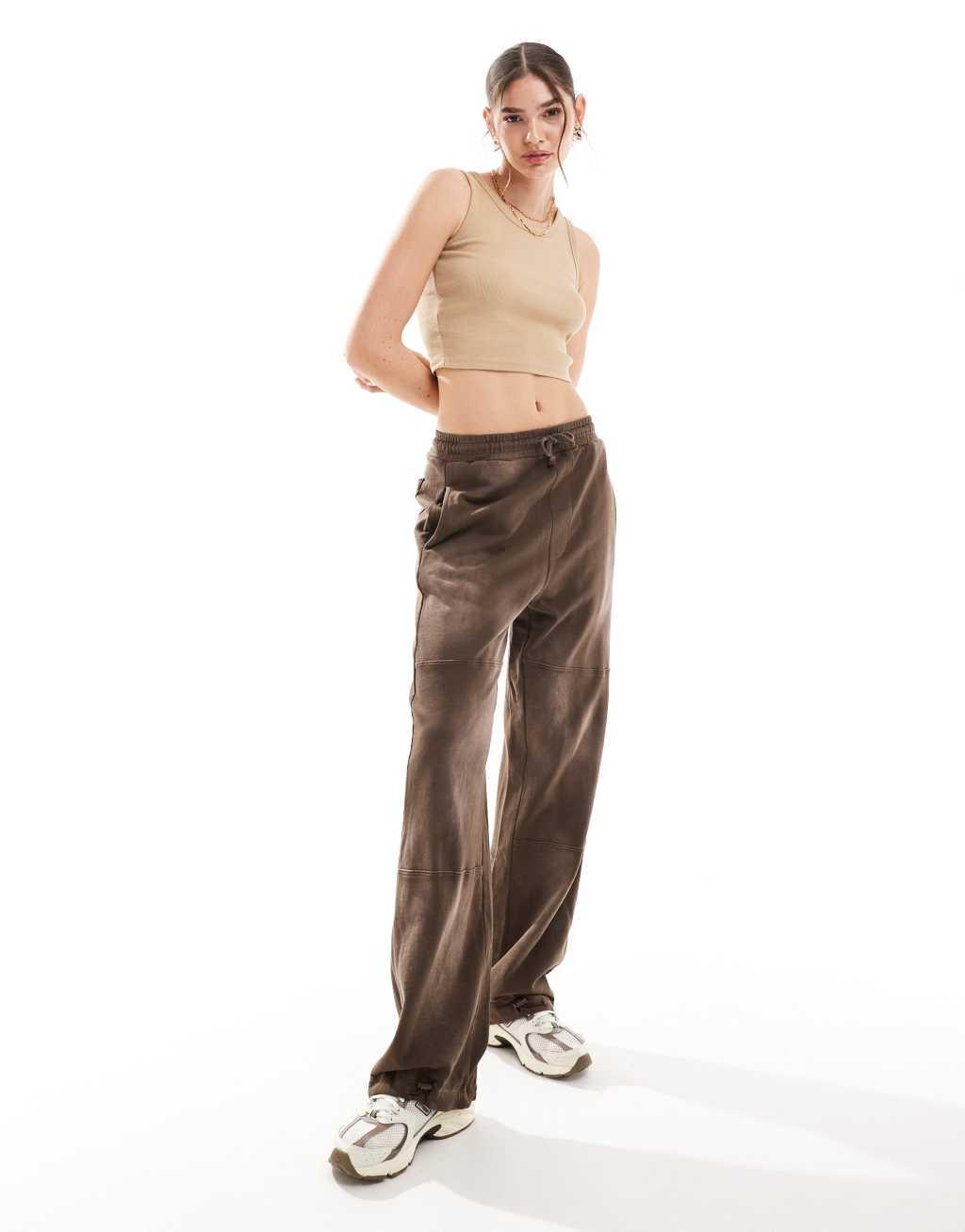 JJXX Fallon ribbed cropped tank top in beige Product Image