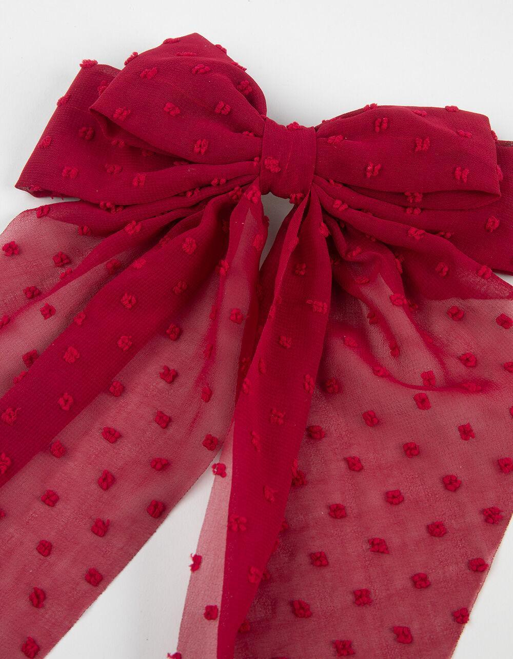FULL TILT Polka Dot Oversized Bow Hair Clip - RED Product Image