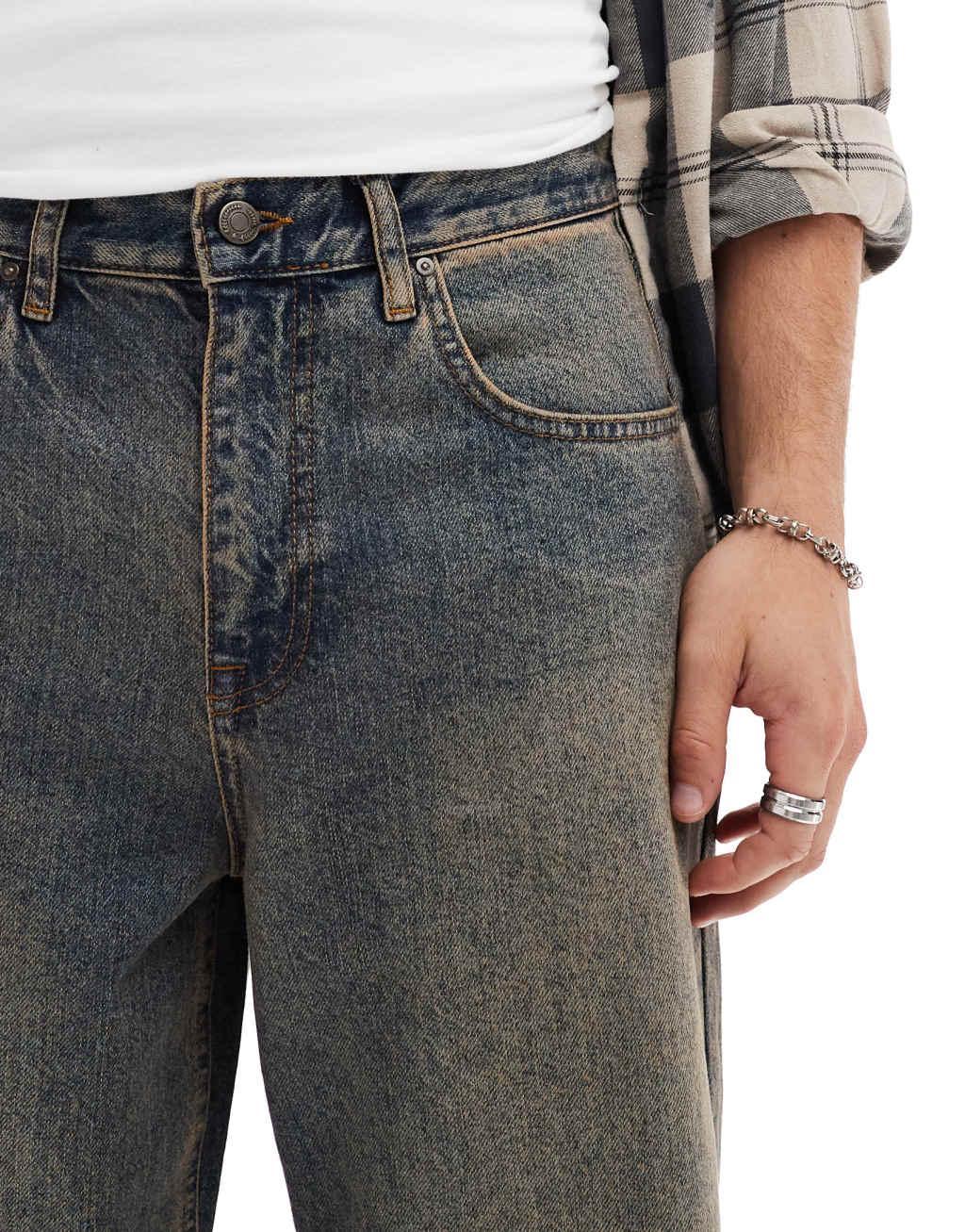 ASOS DESIGN baggy jeans in dark wash with tint Product Image