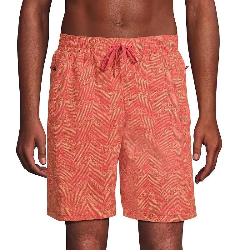 Mens Lands End 9 Swim Trunks Lime Green Colorblock Product Image