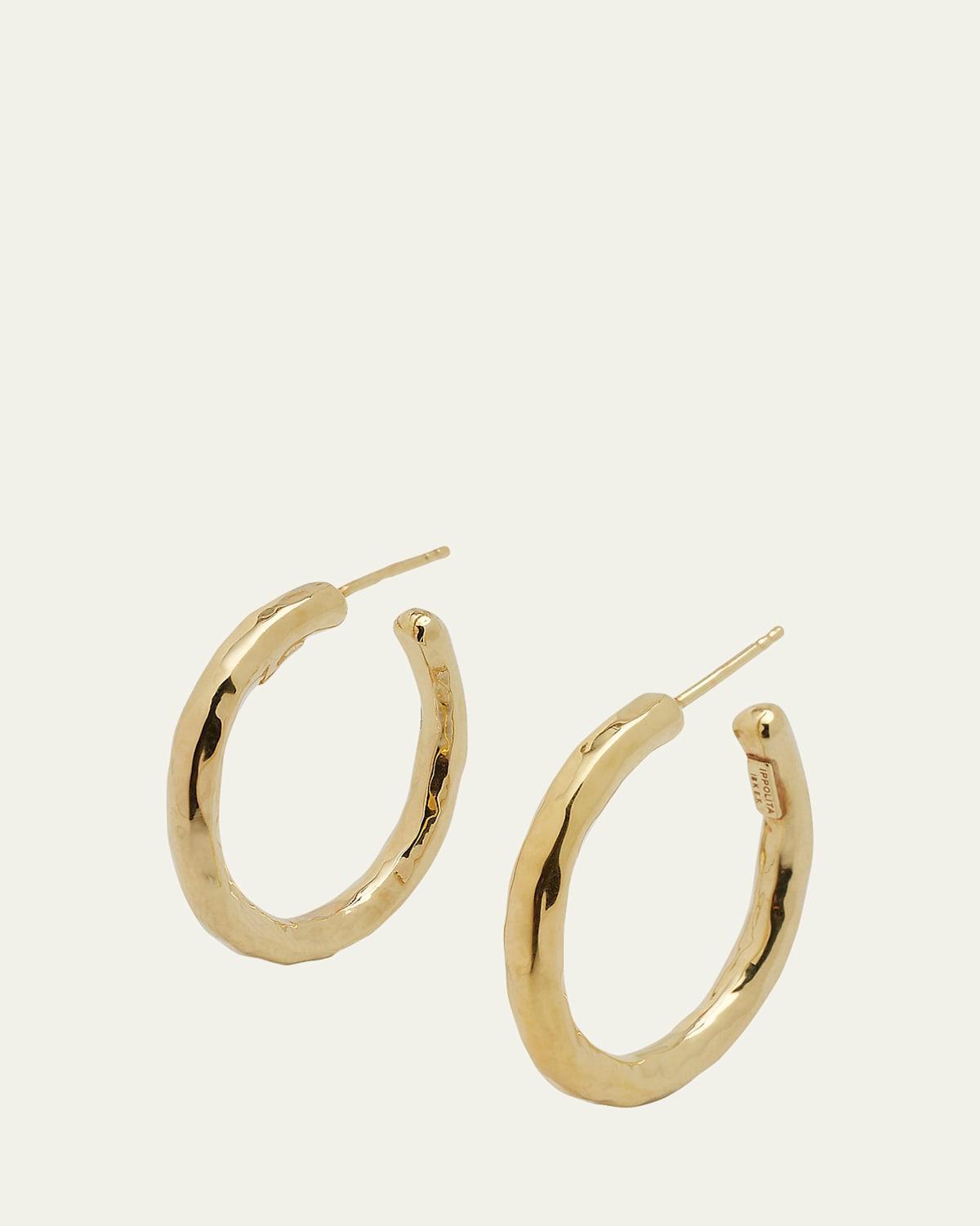 Womens Classico Small 18K Yellow Gold Hammered Hoop Earrings Product Image
