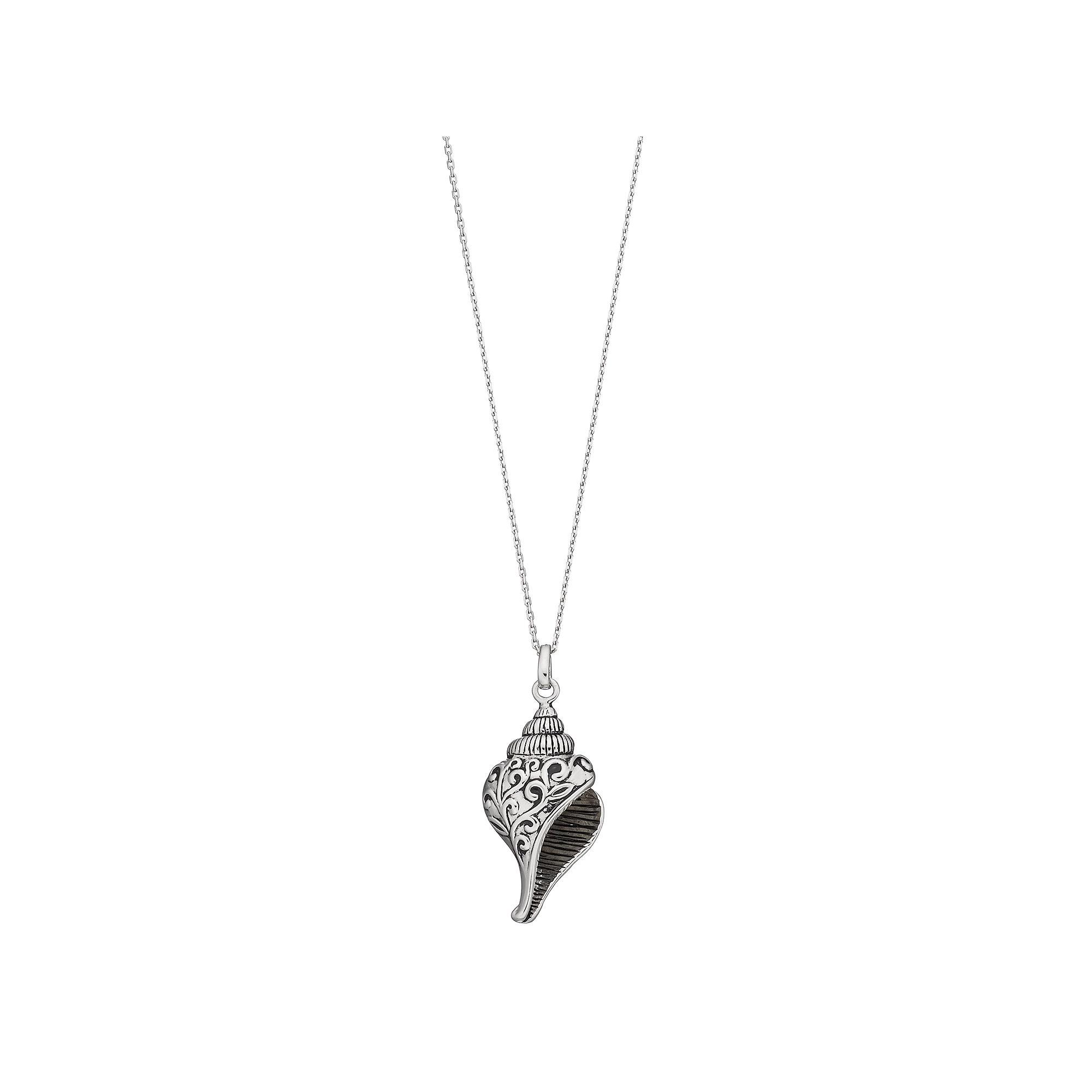 Sterling Silver Filigree Seashell Pendant Necklace, Women's Product Image