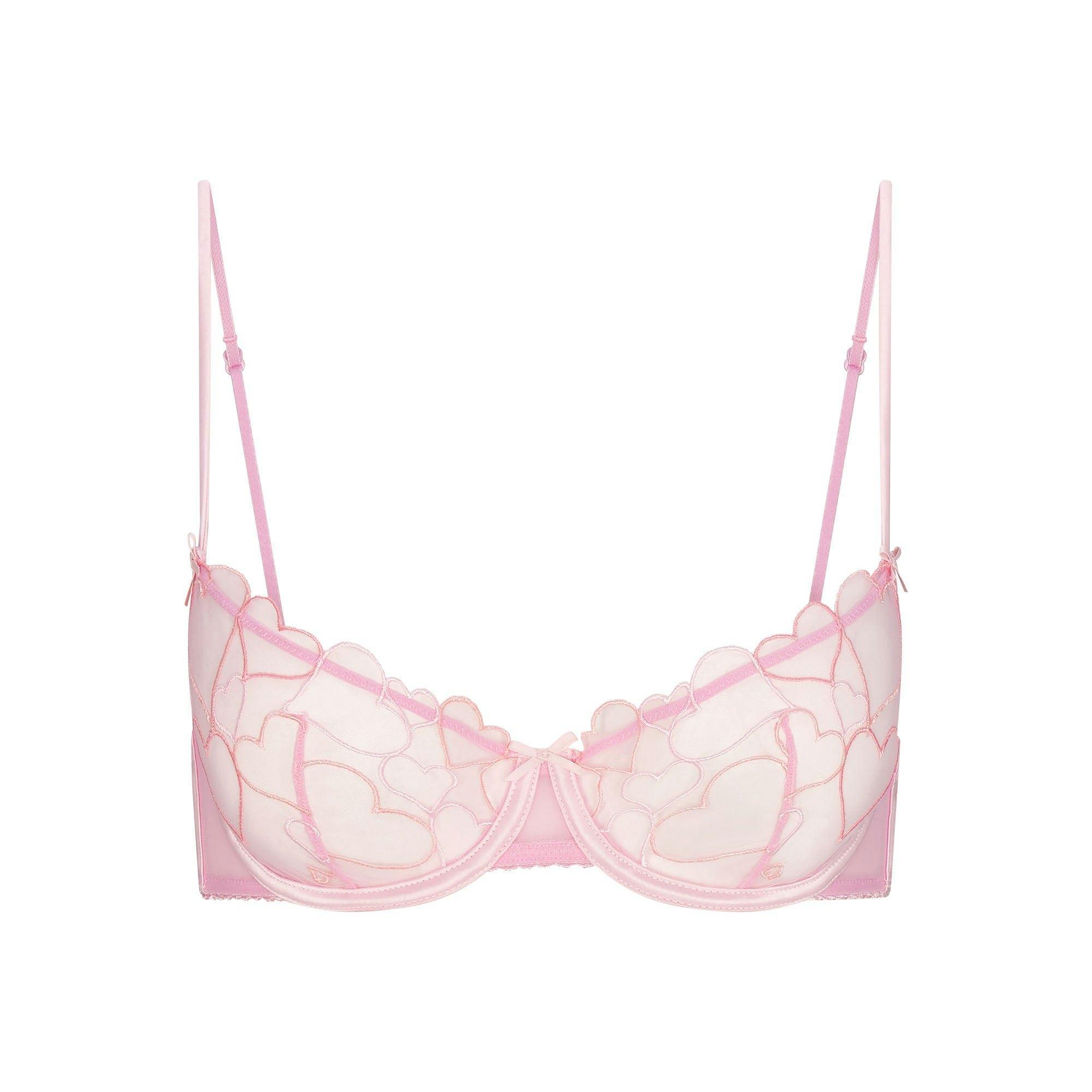 EMBROIDERED TULLE UNLINED DEMI BRA | BUBBLE GUM Product Image