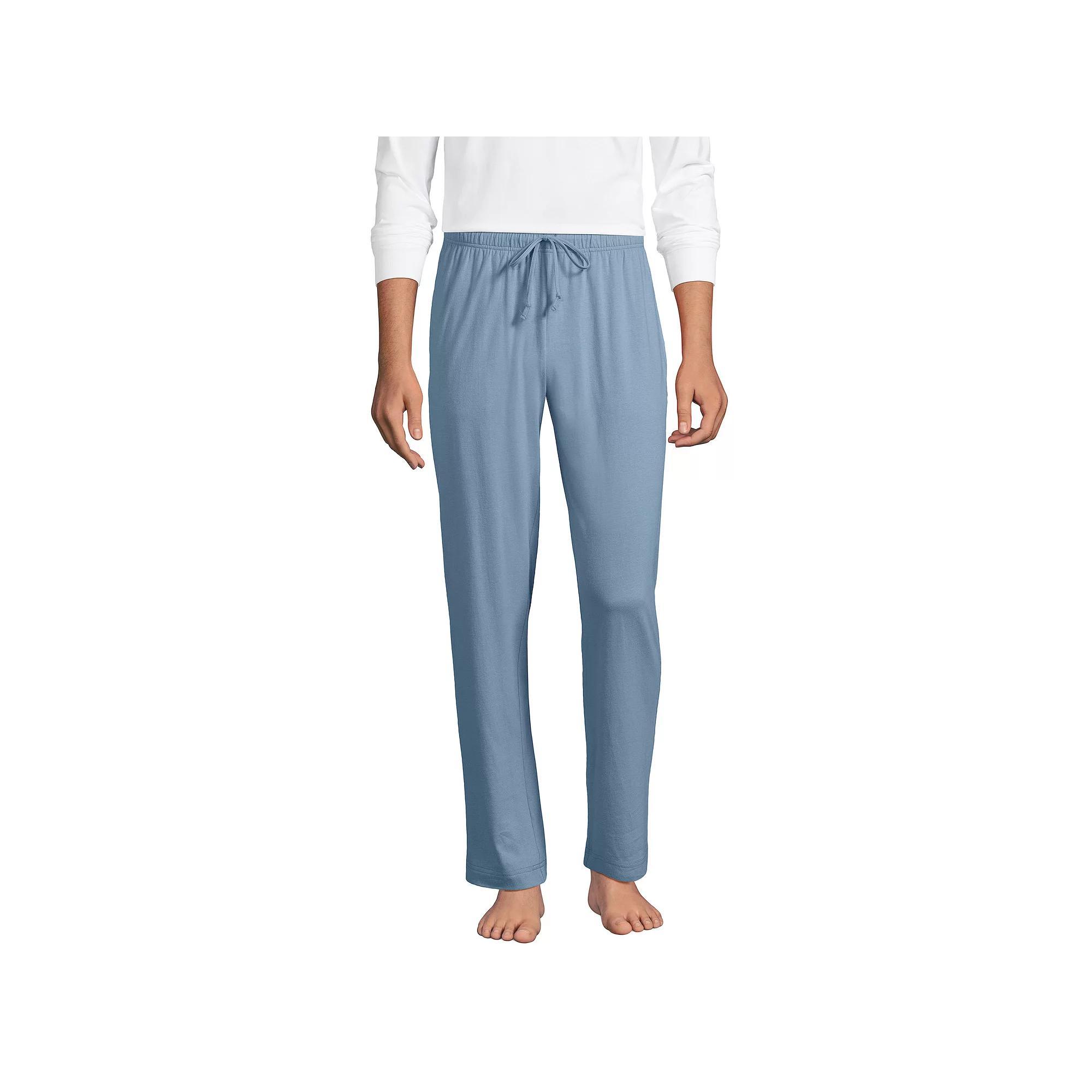 Men's Lands' End Knit Jersey Sleep Pants, Size: Large, Pale Grey Blue Product Image