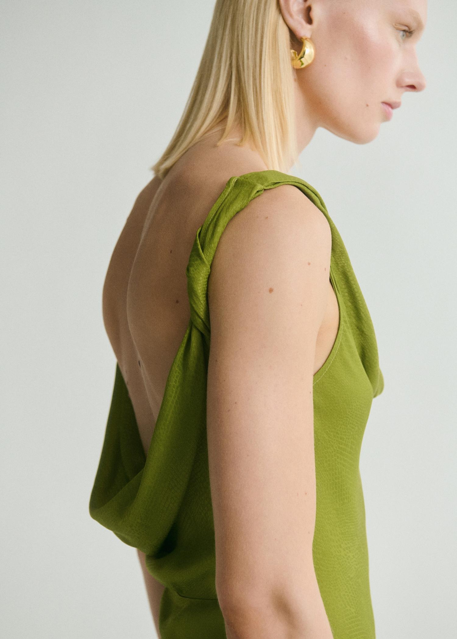 Textured dress with draped neckline - Women | MANGO USA Product Image