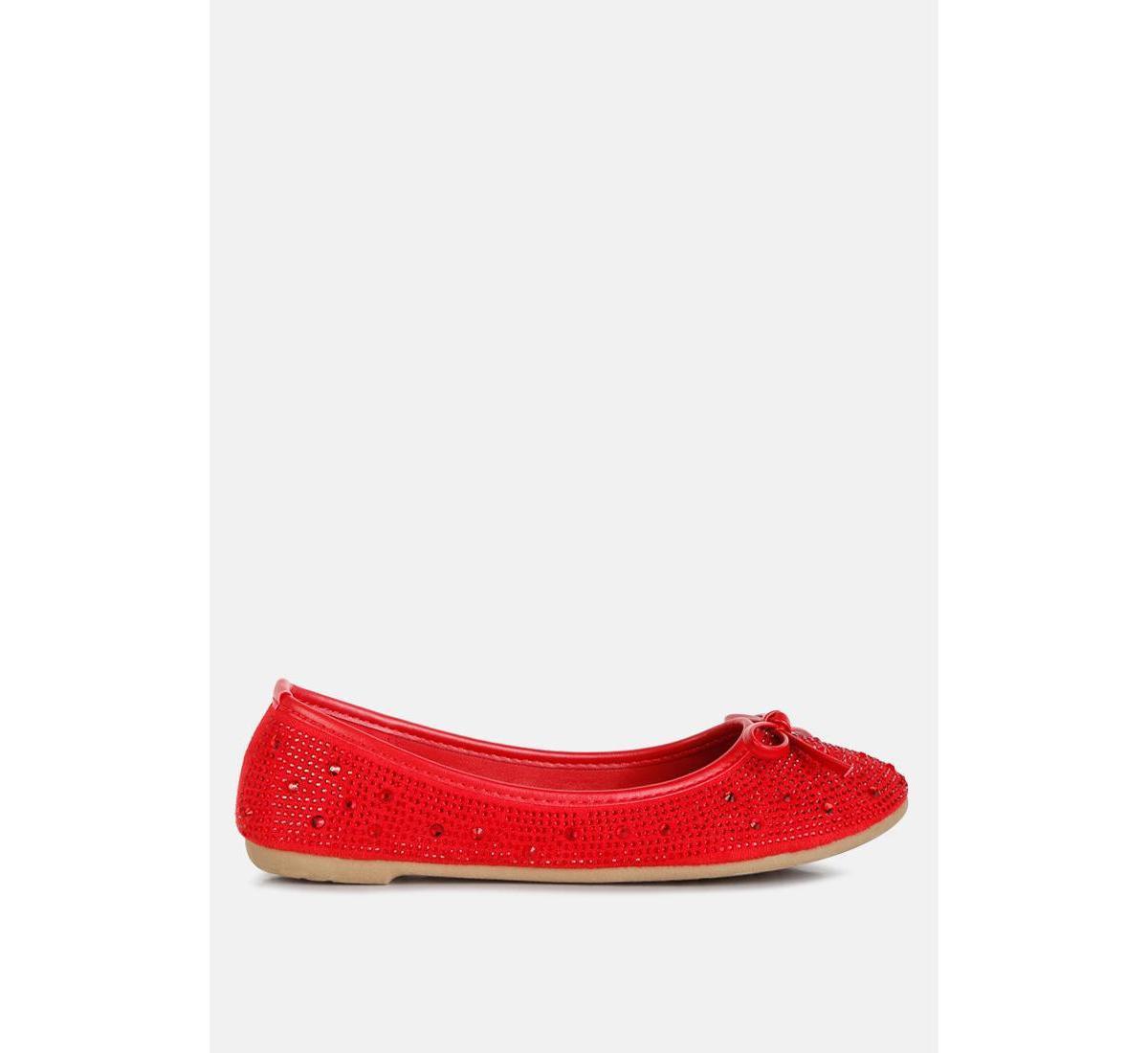 London Rag Women's Rhinestone & Stud Ballet Flats, Size: 7, Off White Product Image