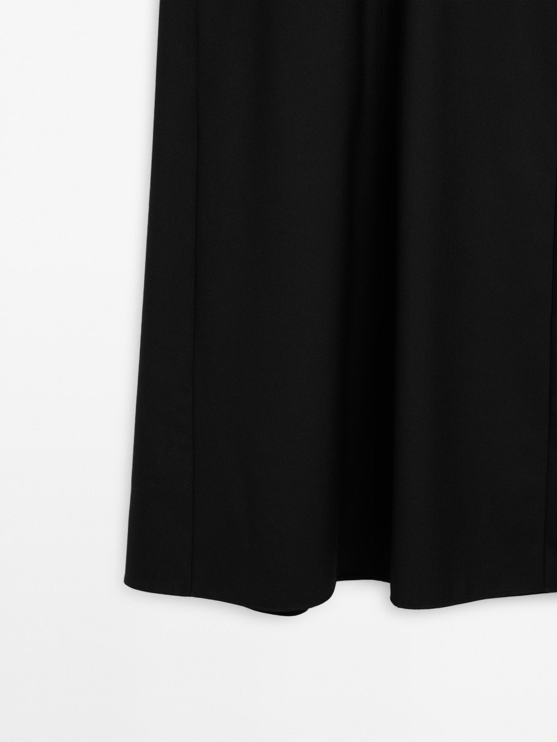 Long wool blend V-neck dress Product Image