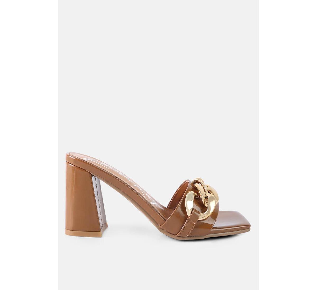 London Rag Playdoll Metal Chain Block Heel Women's Sandal, Size: 9, Pink Product Image
