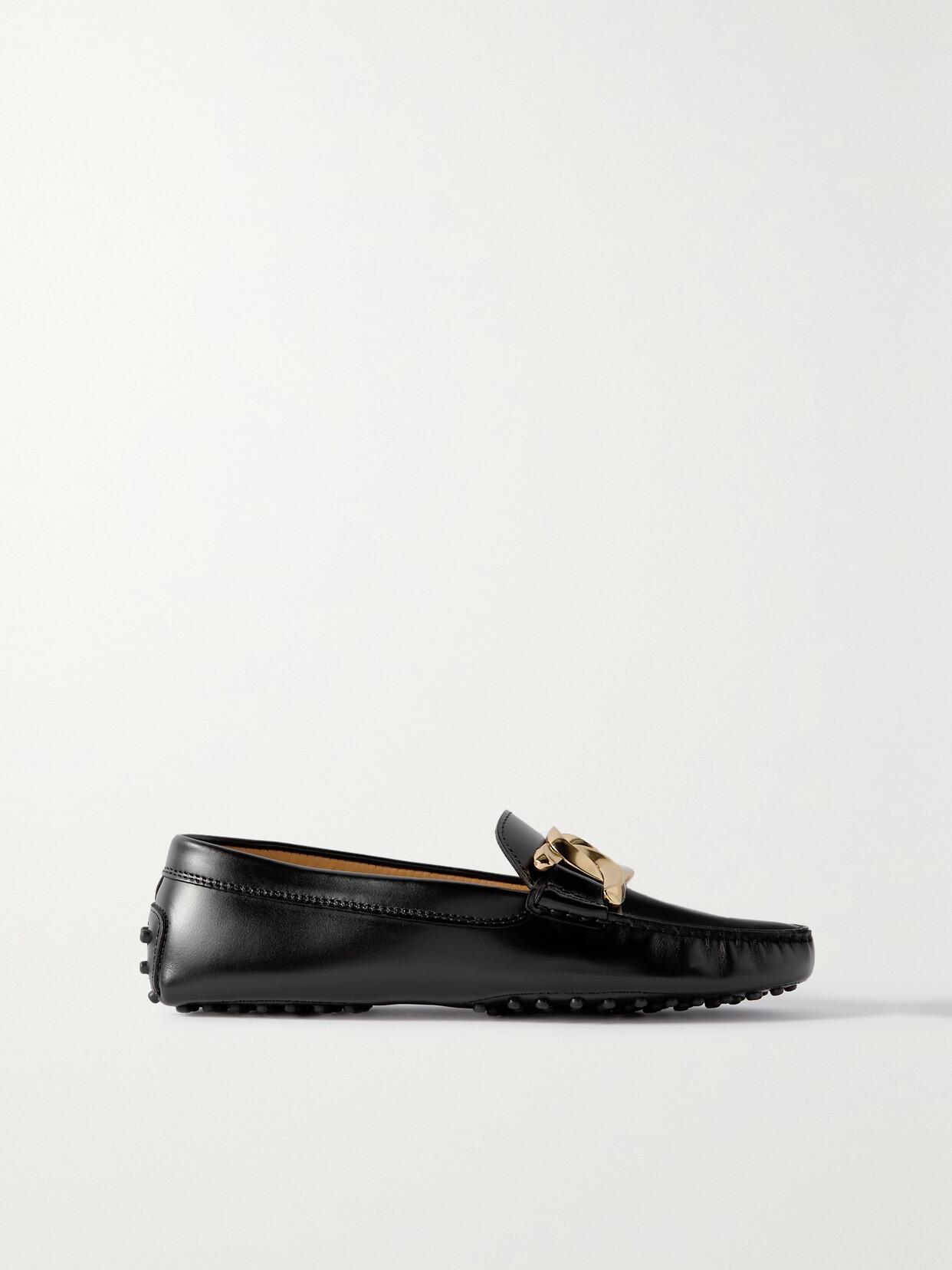 TOD'S Gommini Embellished Leather Loafers In Black Product Image