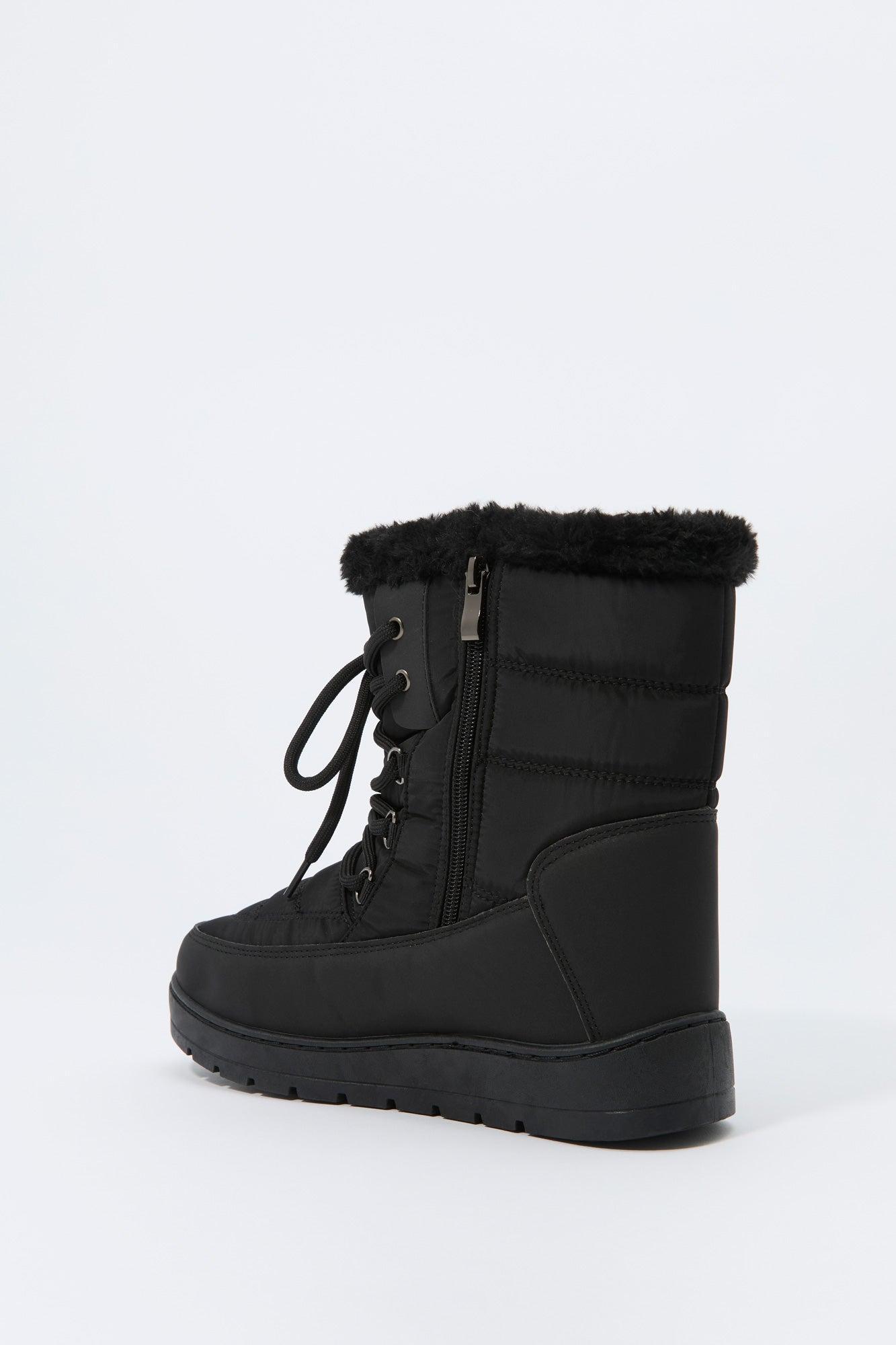 Faux Fur Collared Lace Up Winter Boot Female Product Image