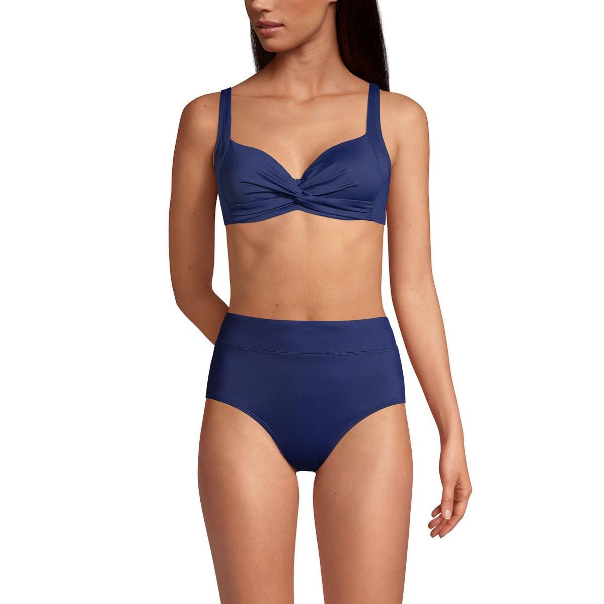 Plus Size Lands' End Twist-Front Underwire Bikini Top, Women's, Size: 26 W, Deep  Blue Product Image
