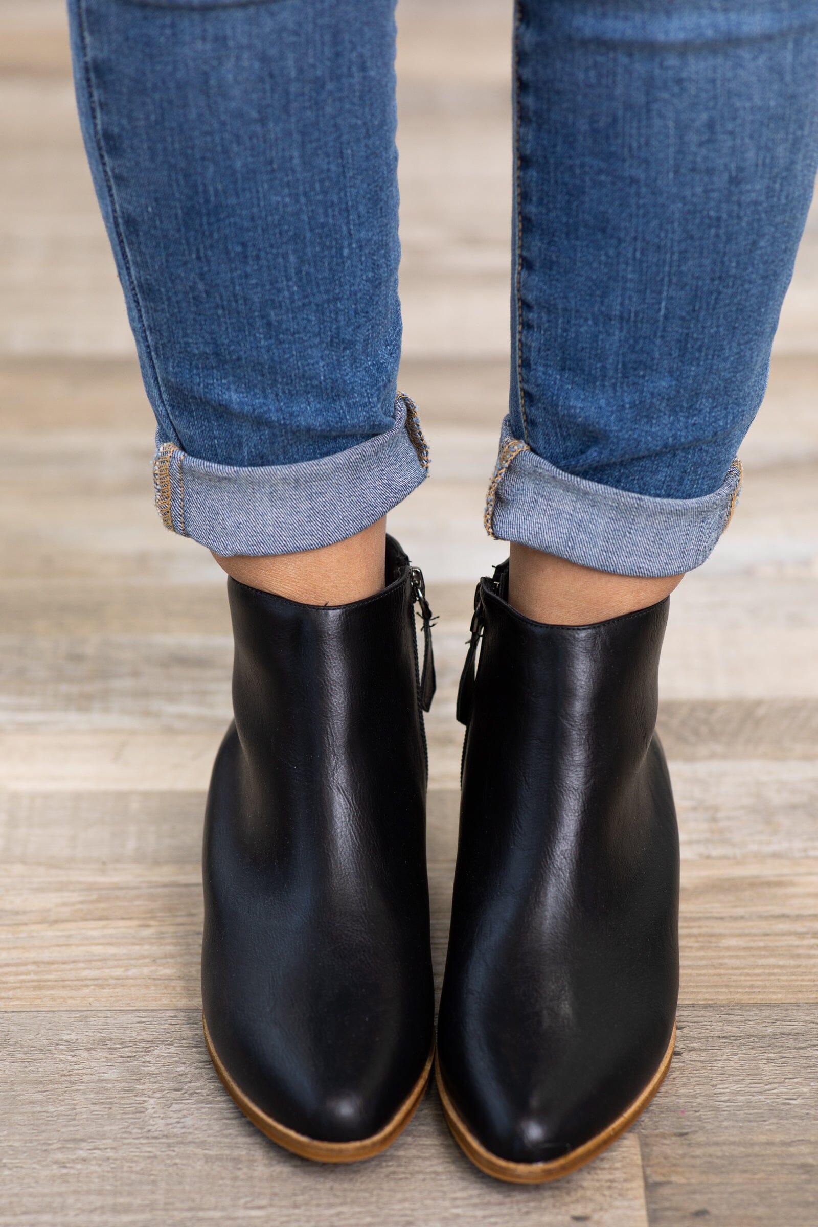 Black Ankle Bootie With Pull Tab Product Image