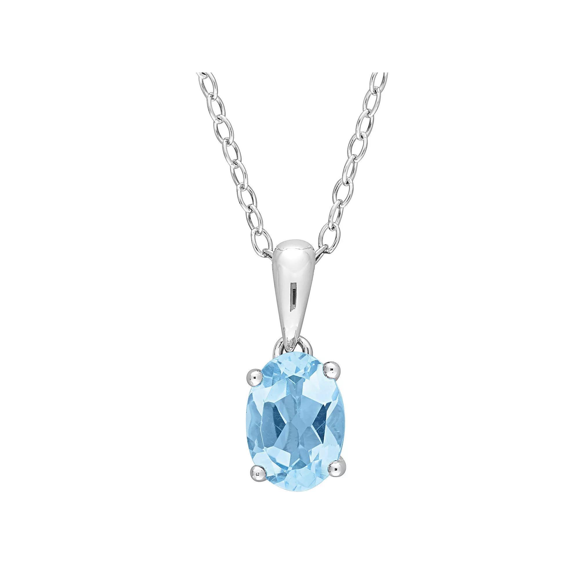 Stella Grace Sterling Silver & Gemstone Oval Stud Pendant Necklace, Womens Created Blue Product Image
