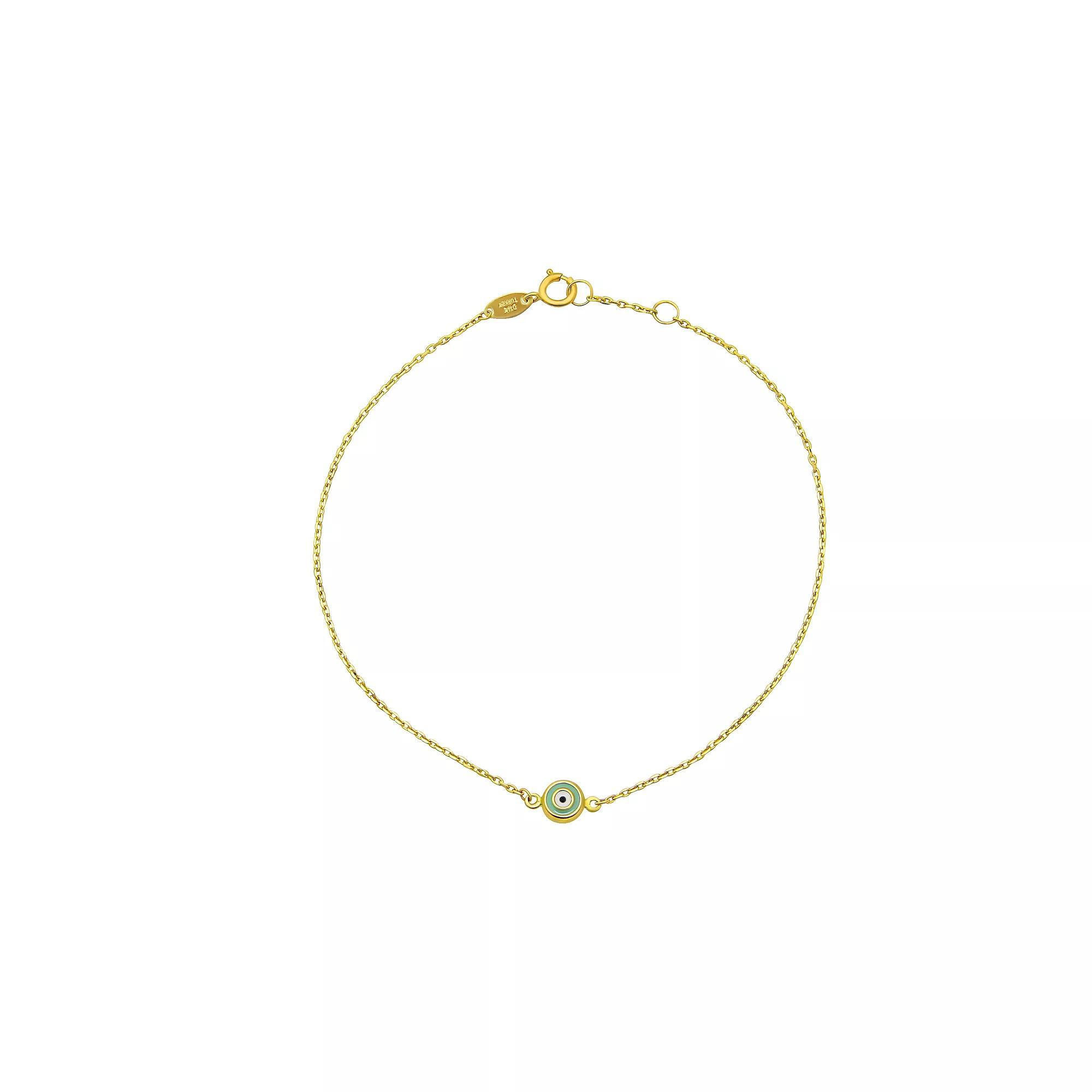 Forever 14K 14k Gold Enamel Evil Eye Chain Bracelet, Women's, Size: 7.5" Product Image