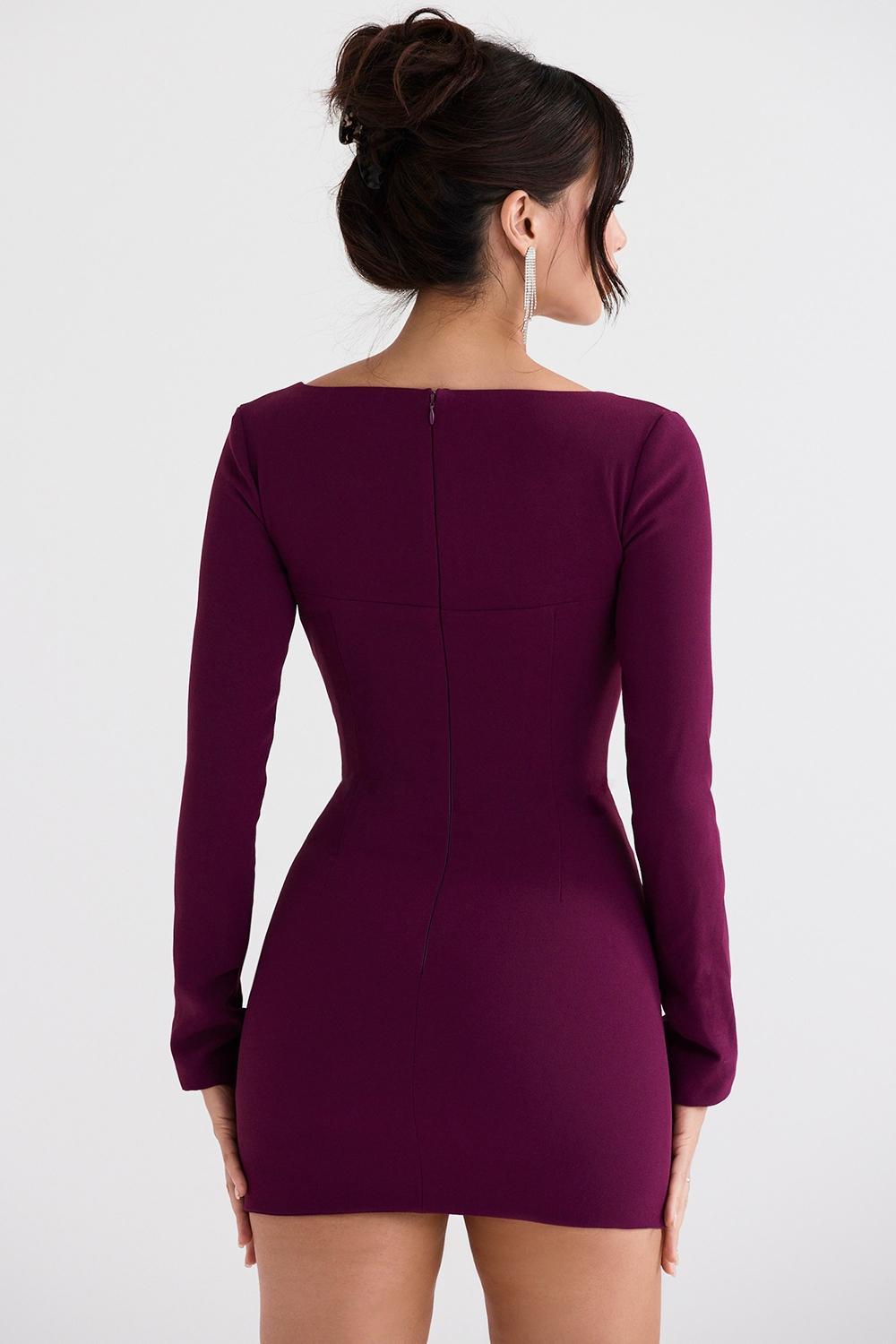 Marcella  merlot plunge corset dress Product Image