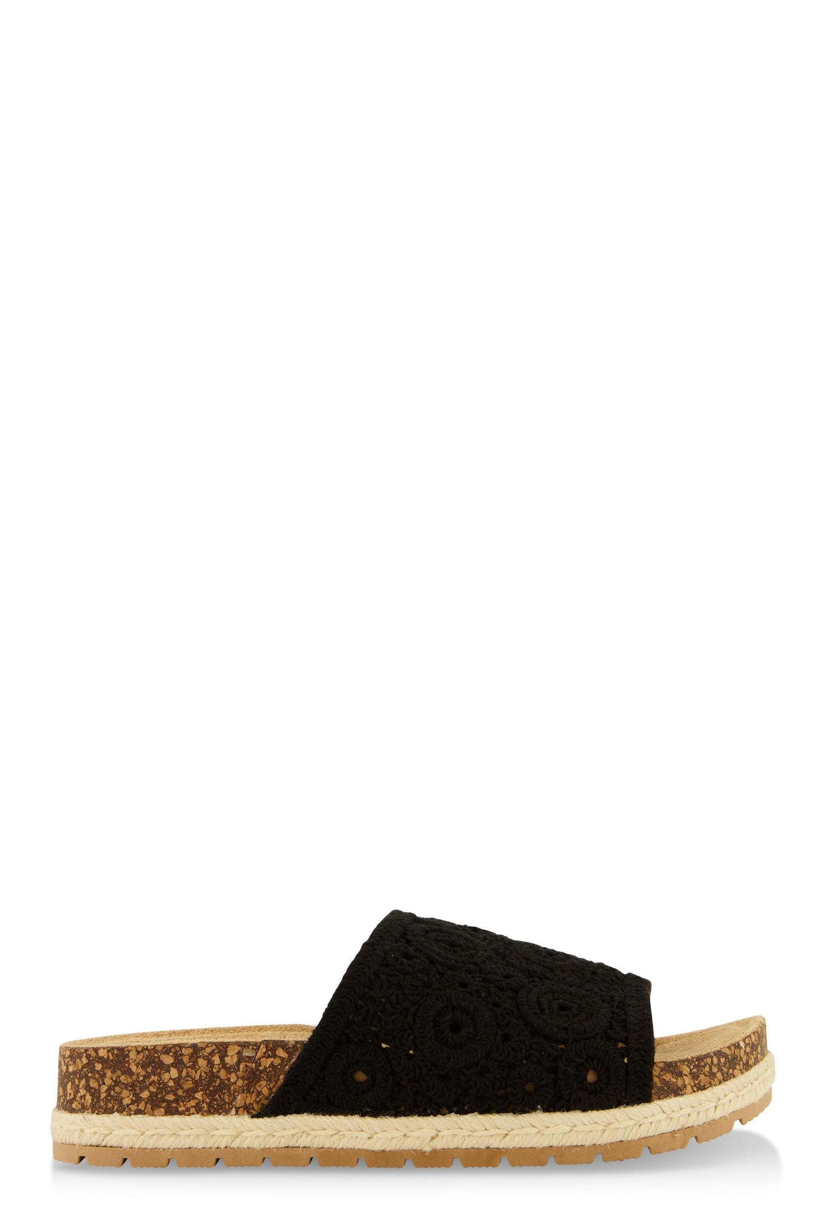 Womens Crochet Band Low Platform Slide Sandals Product Image