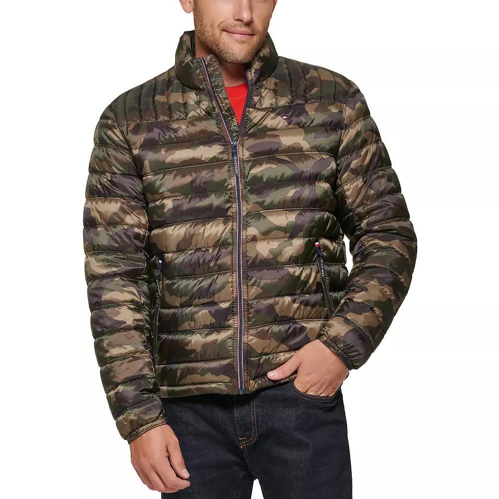 Big & Tall Tommy Hilfiger Stand Collar Packable Puffer Jacket, Men's, Size: 3XB, Black Red Combo Product Image