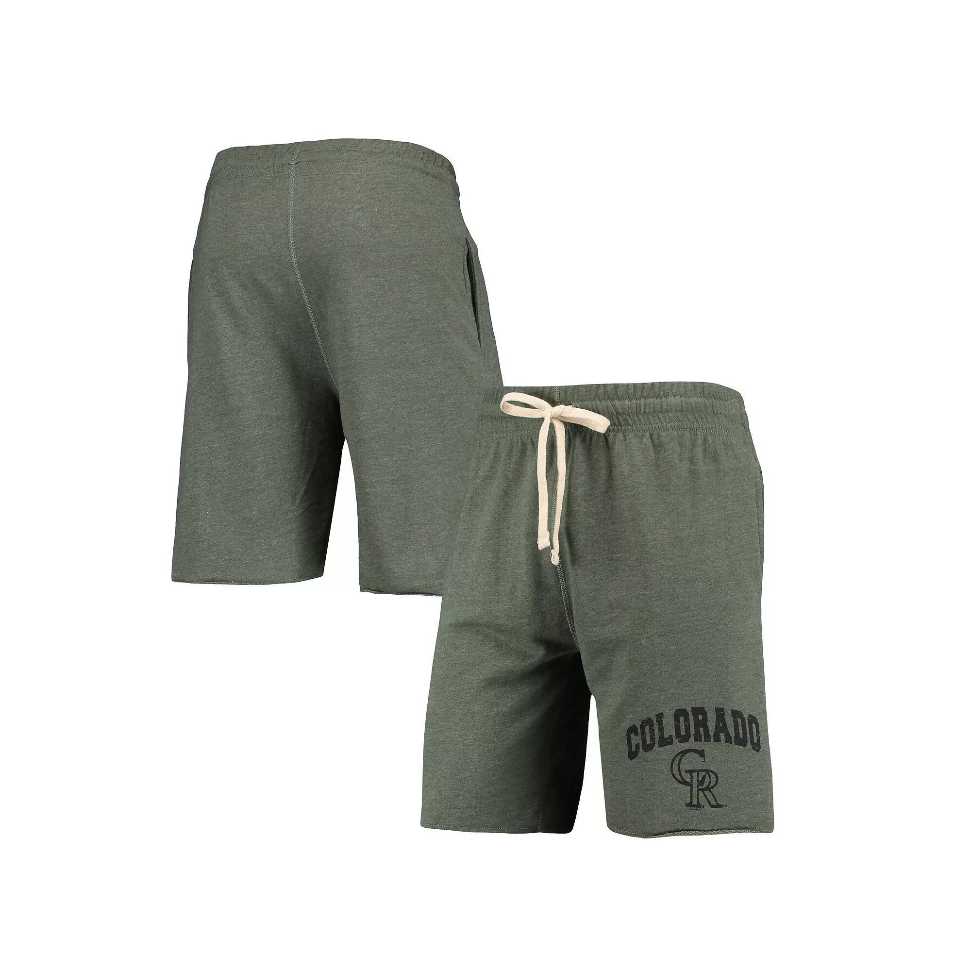 Men's Concepts Sport Green Colorado Rockies Mainstream Logo Terry Tri-Blend Shorts, Size: 3XL Product Image