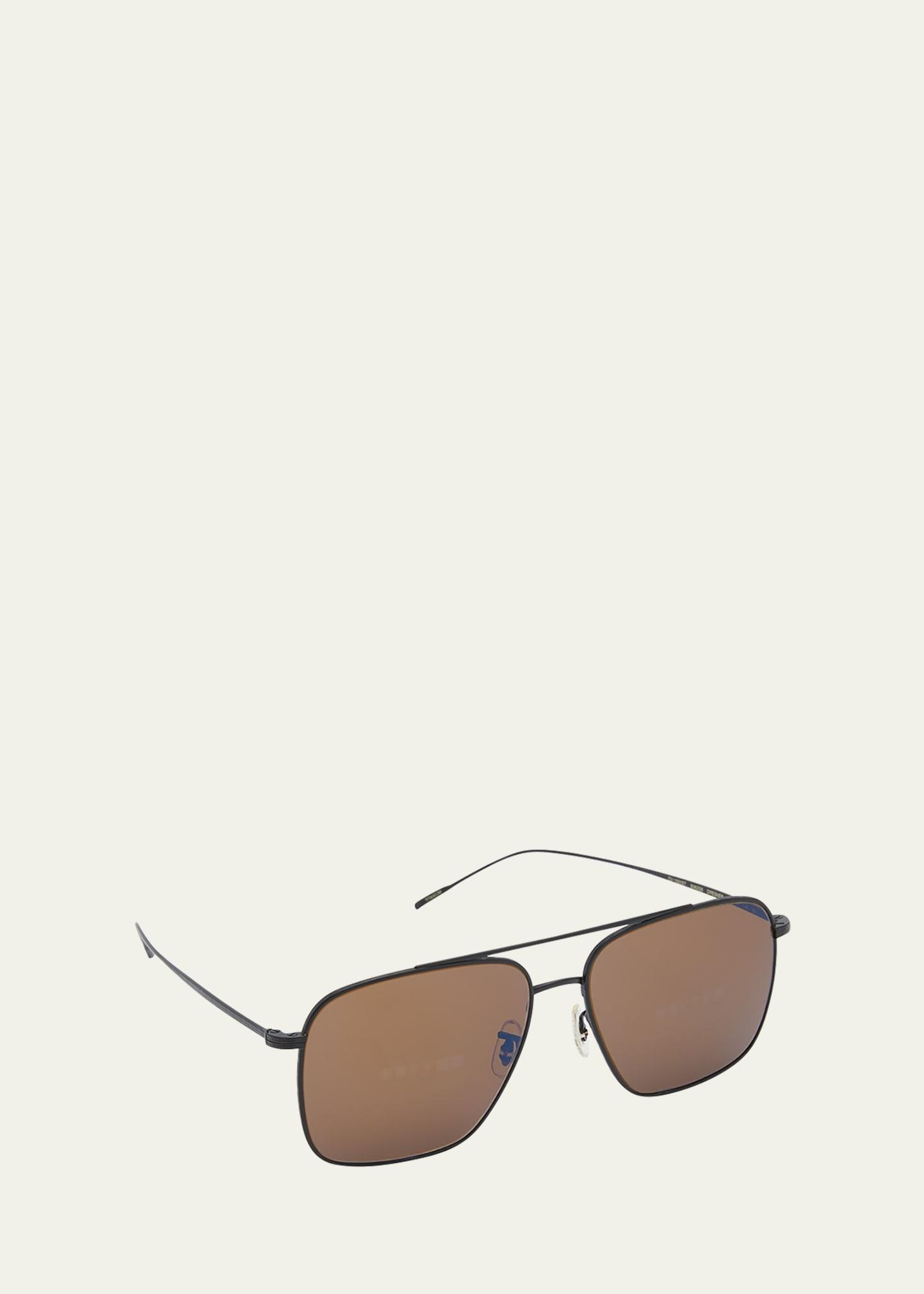 Brown Titanium & Crystal Aviator Sunglasses Product Image