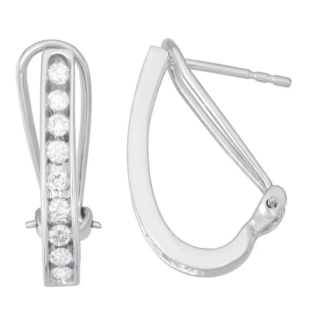 10k Gold 1/2 Carat T.W. Diamond J-Hoop Earrings, Women's Product Image