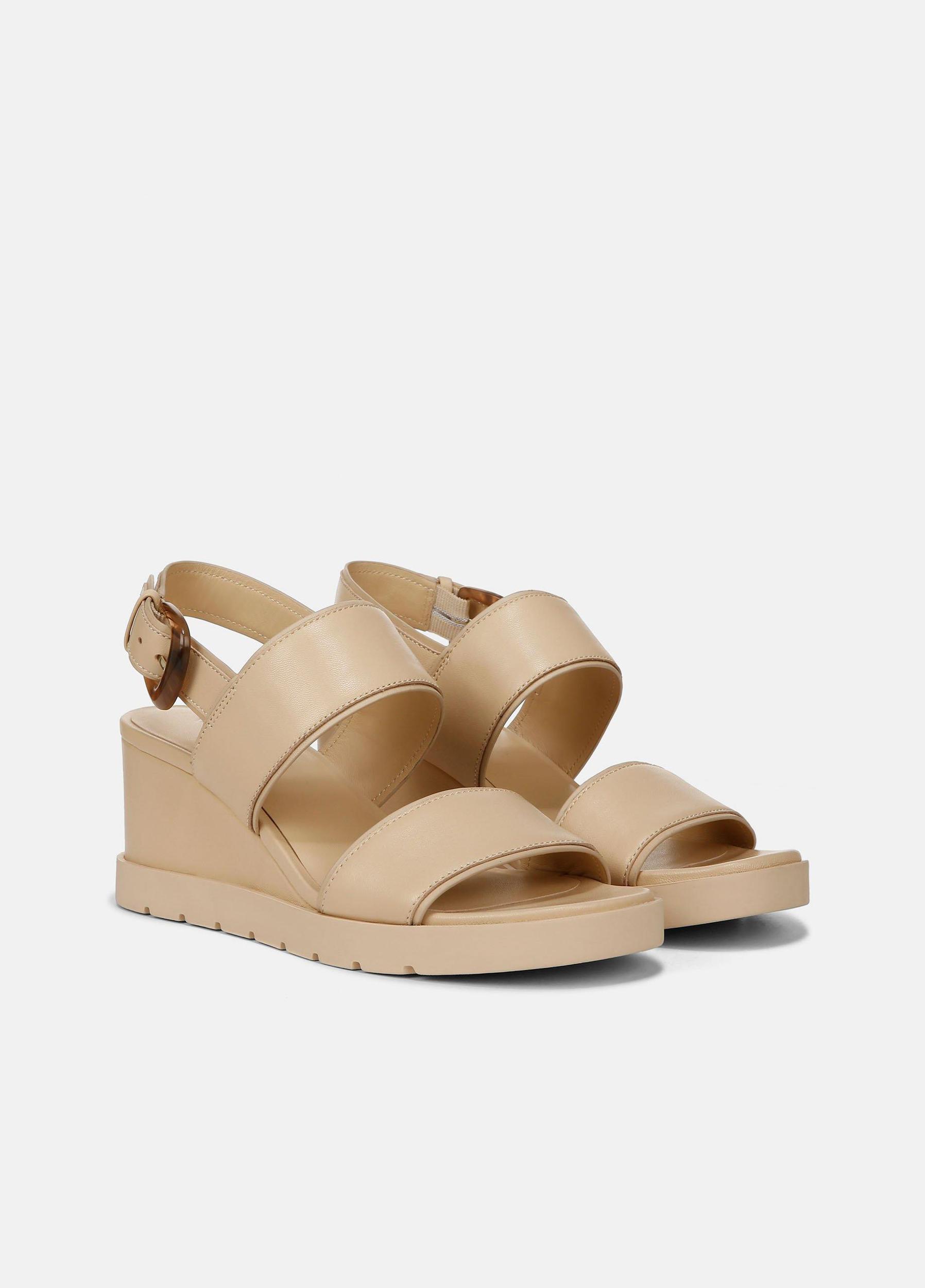 Womens Roma Leather Wedge Sandal, Macadamia Beige, Size 9.5 Vince Product Image