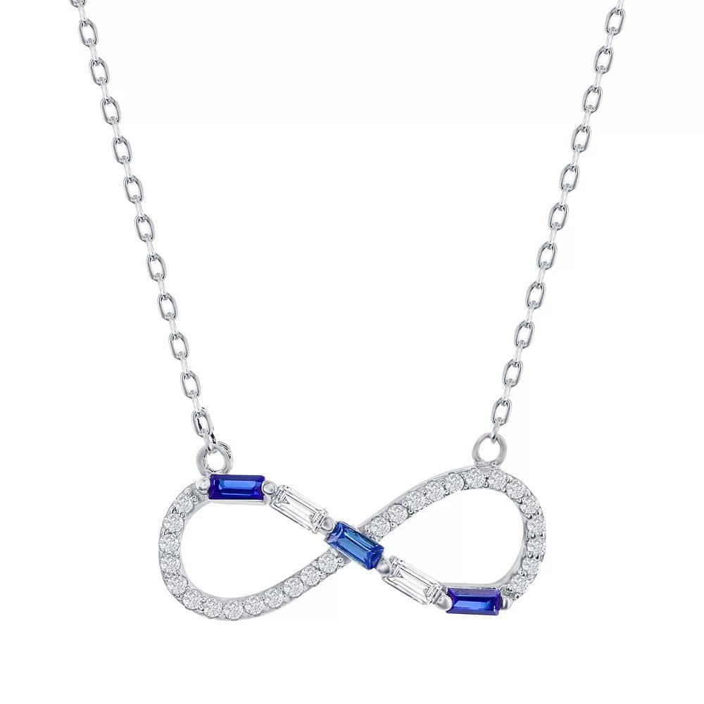 Sterling Silver Gemstone & Cubic Zirconia Infinity Pendant Necklace, Women's, Size: 16-18" ADJ, Simulated Blue Product Image