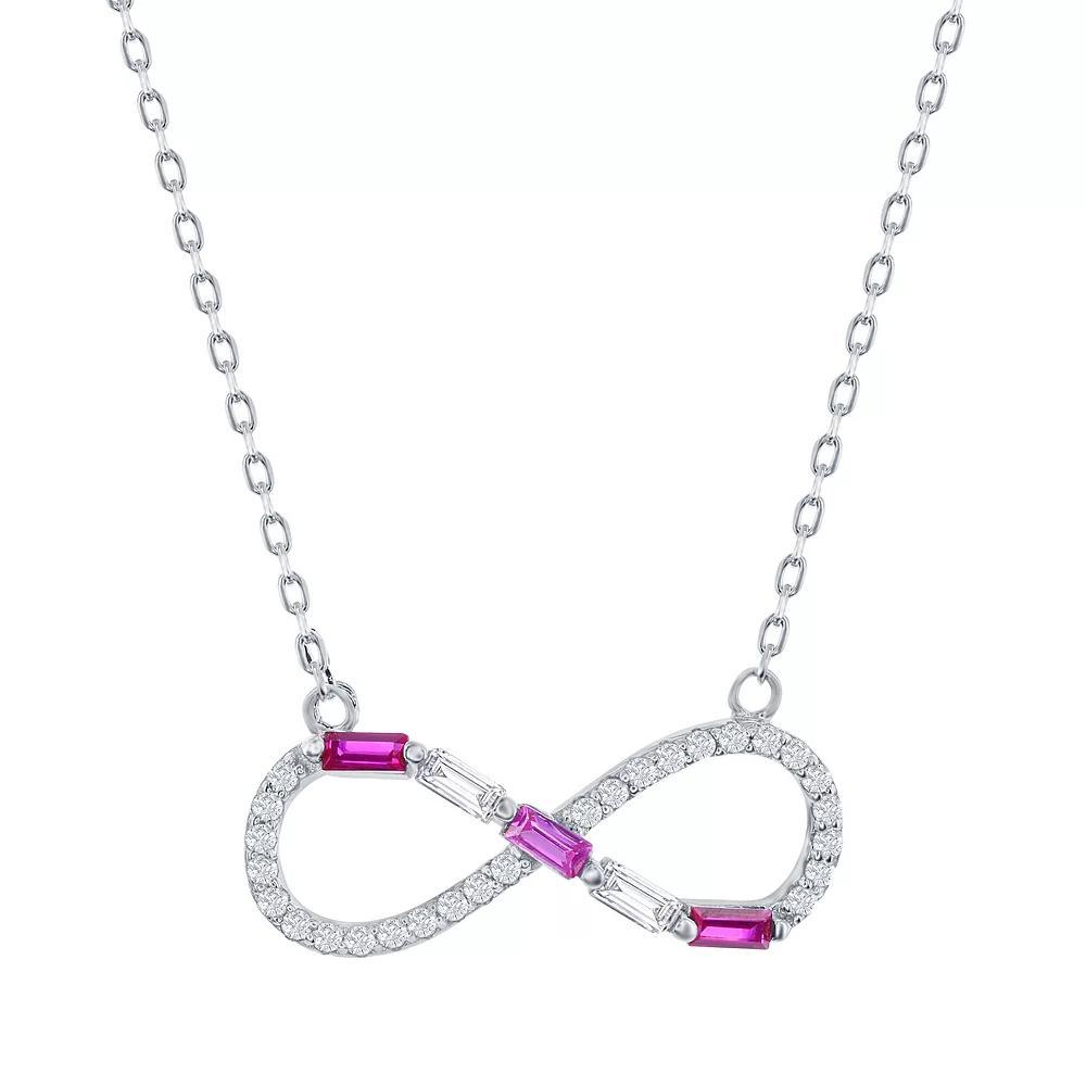 Sterling Silver Gemstone & Cubic Zirconia Infinity Pendant Necklace, Women's, Size: 16-18" ADJ, Simulated Red Product Image