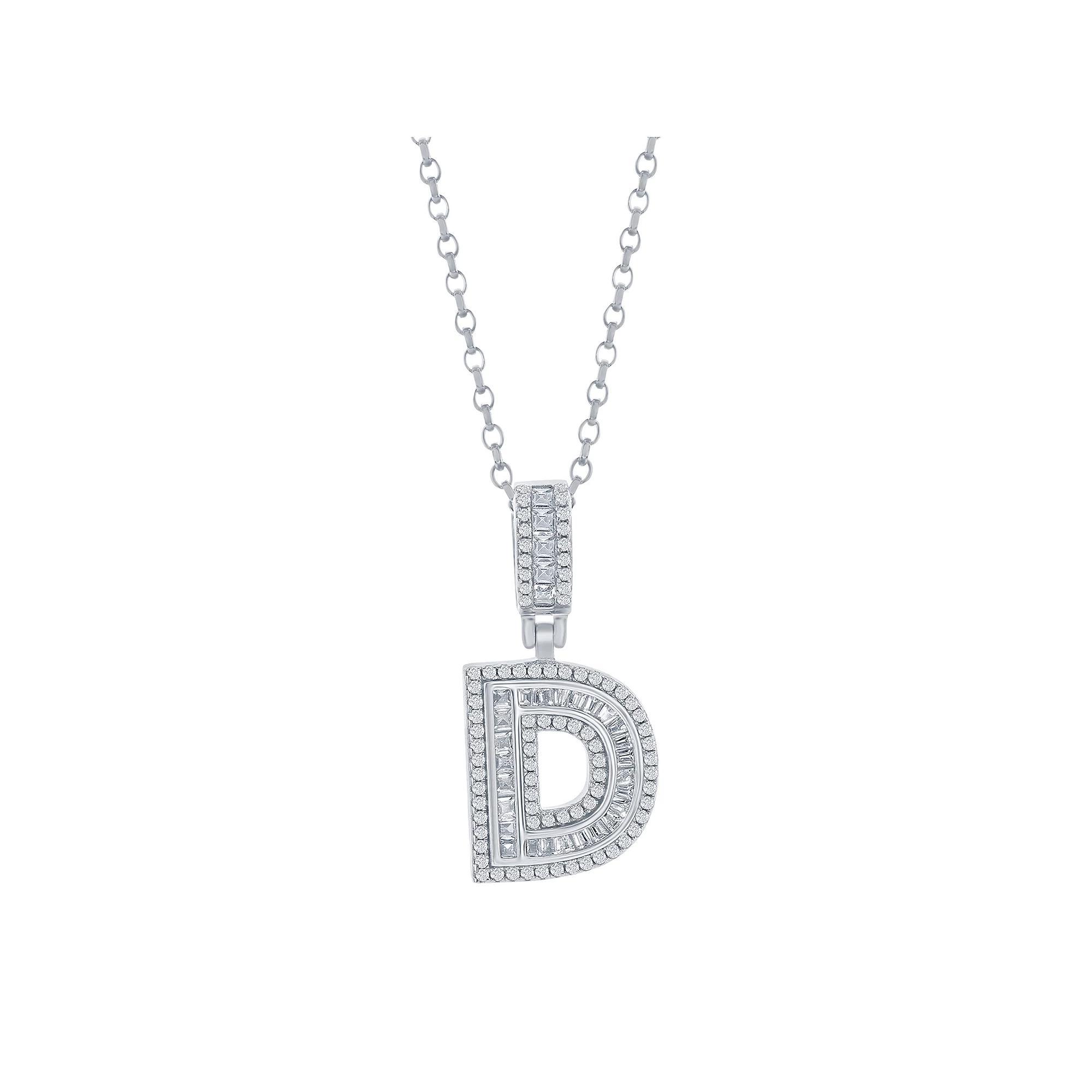 Argento Bella Sterling Silver Cubic Zirconia Initial Pendant Necklace, Women's, Size: 18", Sterling E Product Image