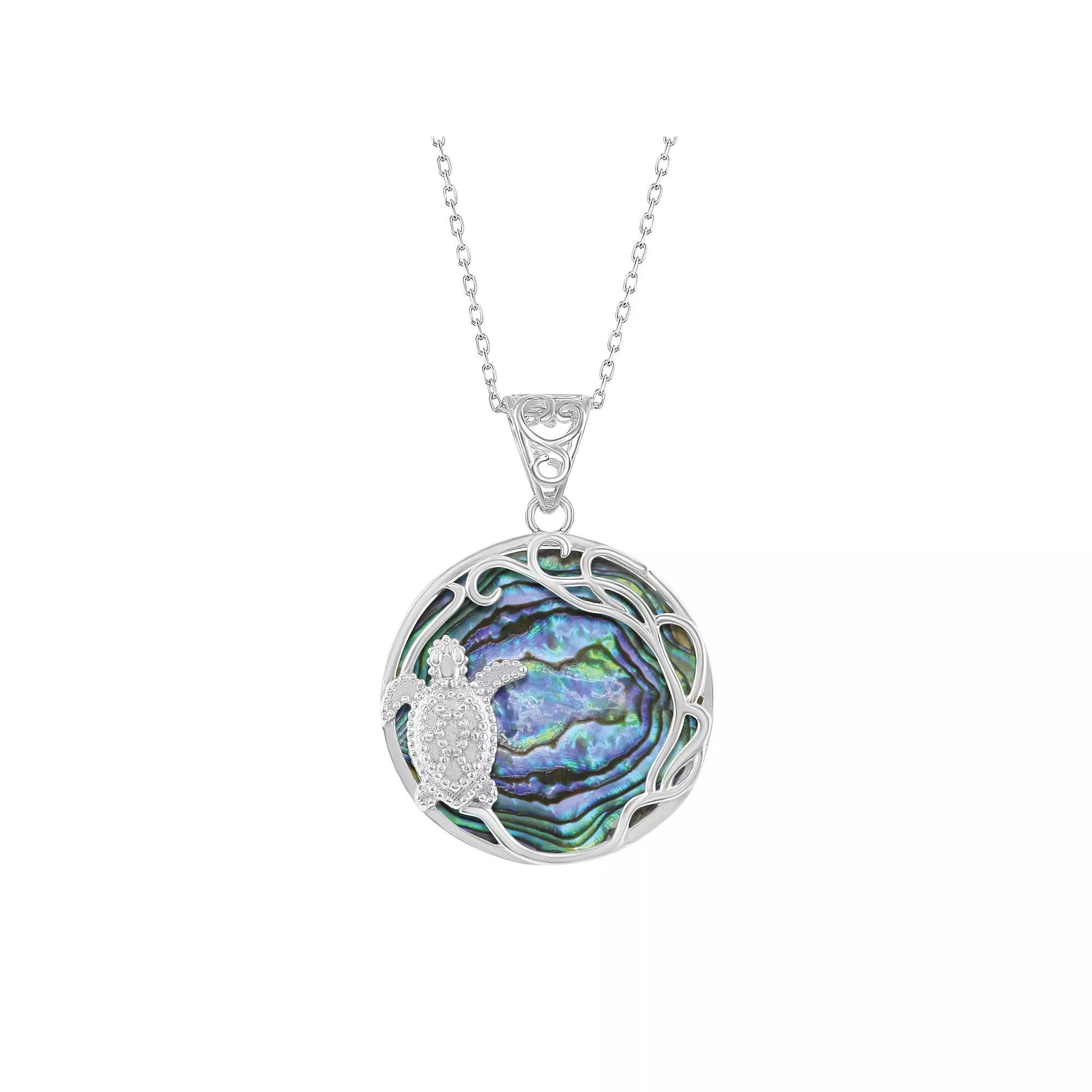 Sterling Silver Abalone & Turtle Necklace, Women's, Size: 18" Product Image