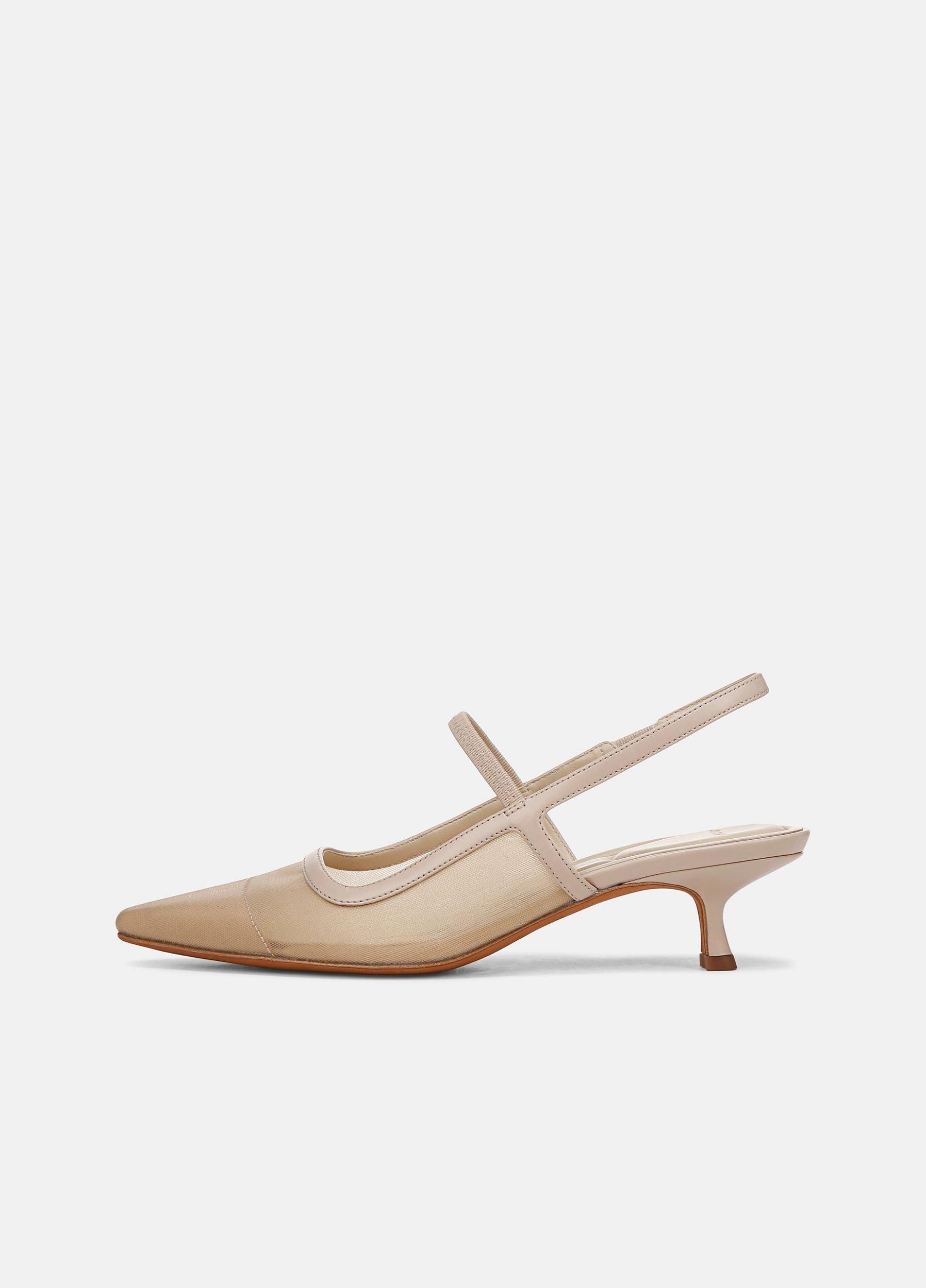 Venice Leather and Mesh Slingback Kitten Heel Product Image