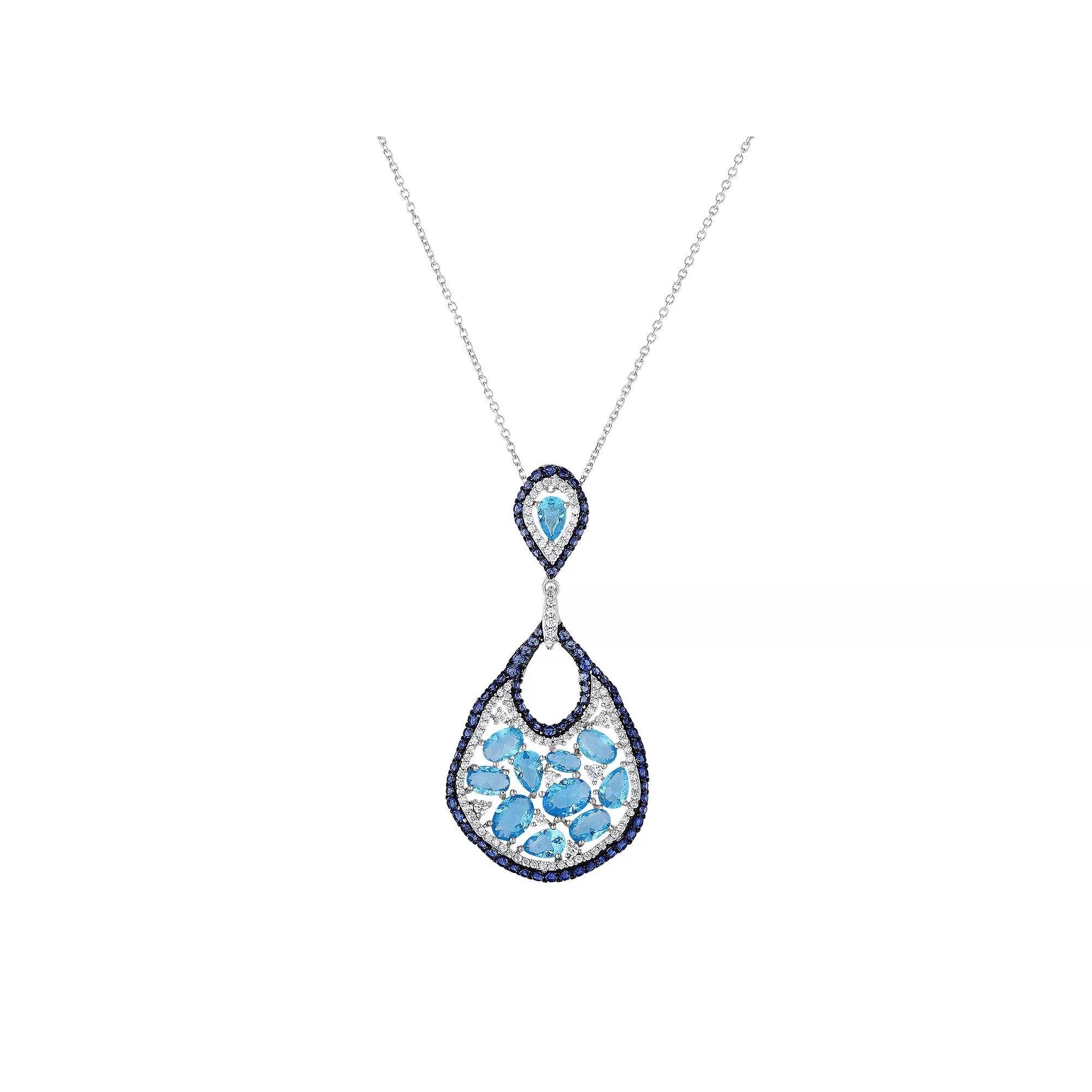 Sterling Silver Cubic Zirconia Teardrop Pendant Necklace, Womens Product Image