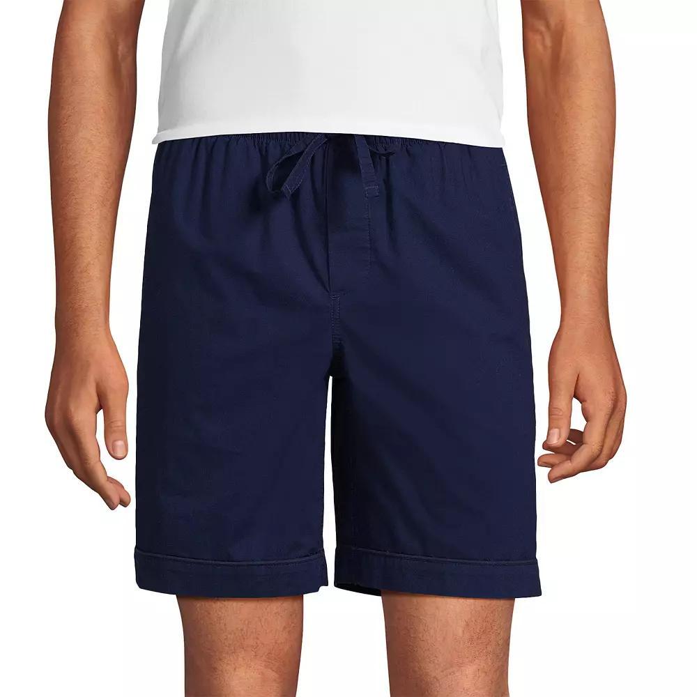 Men's Lands' End Essential 8-inch Pajama Shorts, Size: Large, Grey Blue Stripe Product Image