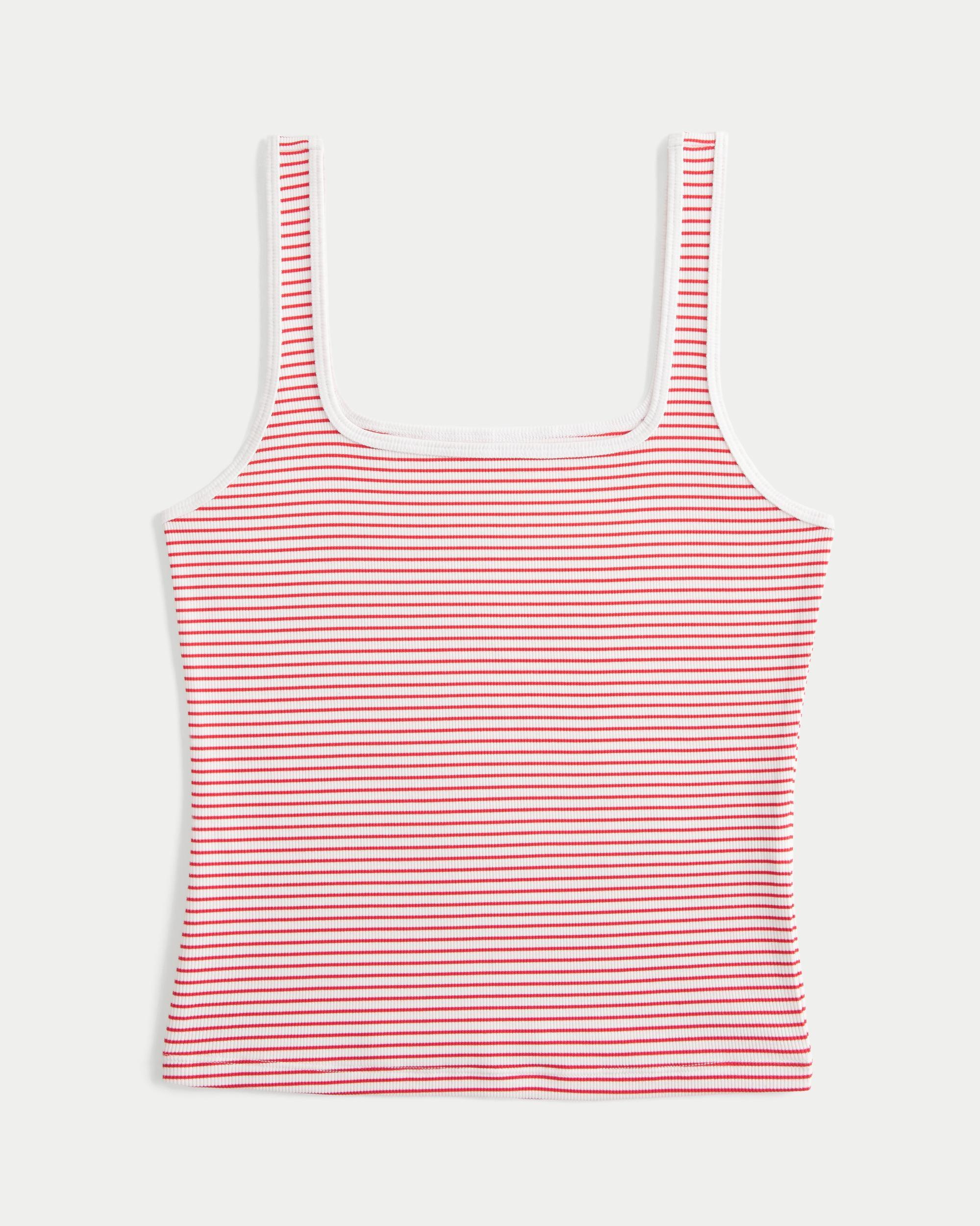 Ribbed Seamless Fabric Square-Neck Tank Product Image