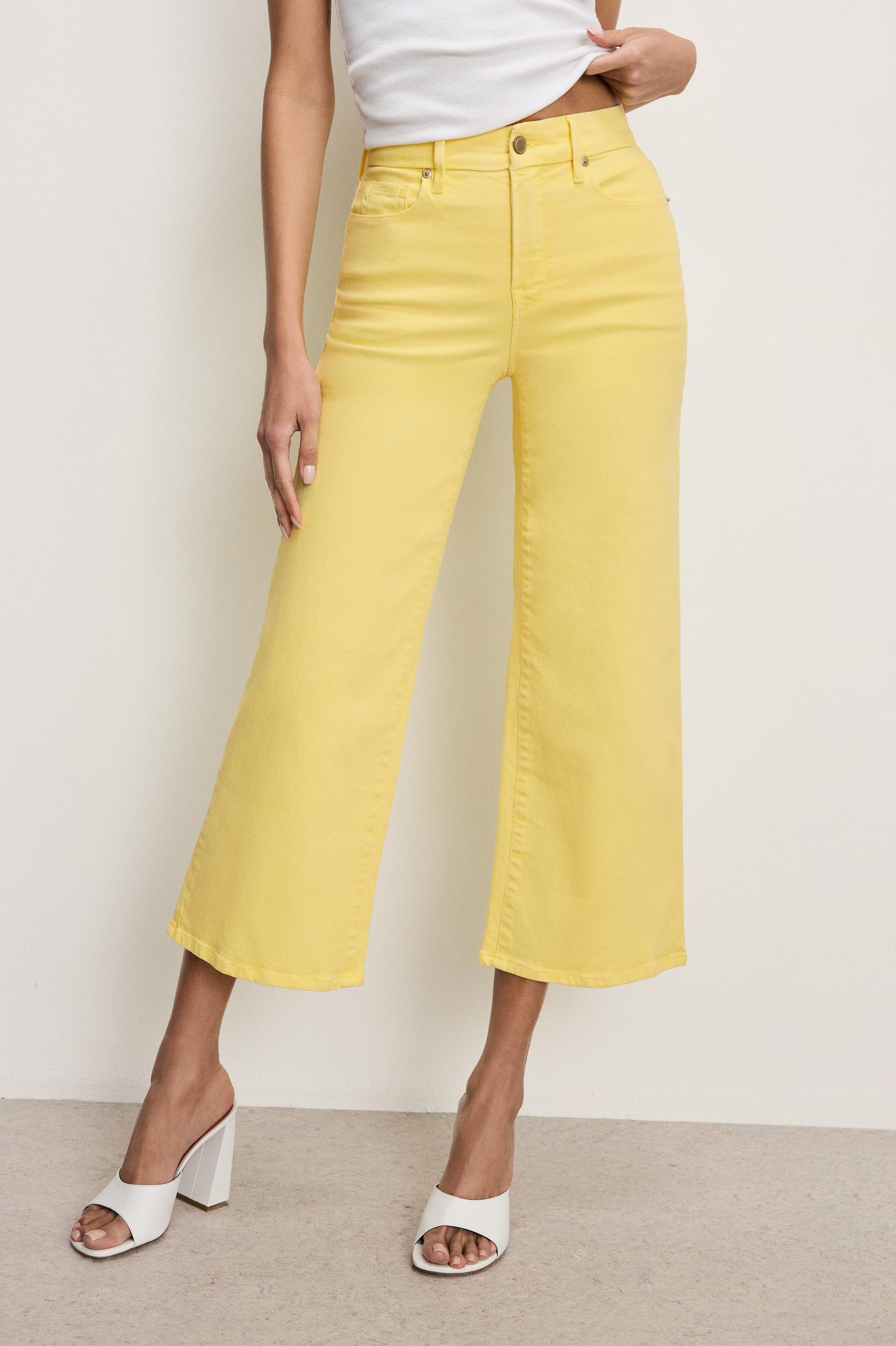 GOOD WAIST CROPPED PALAZZO JEANS | LEMON003 Product Image